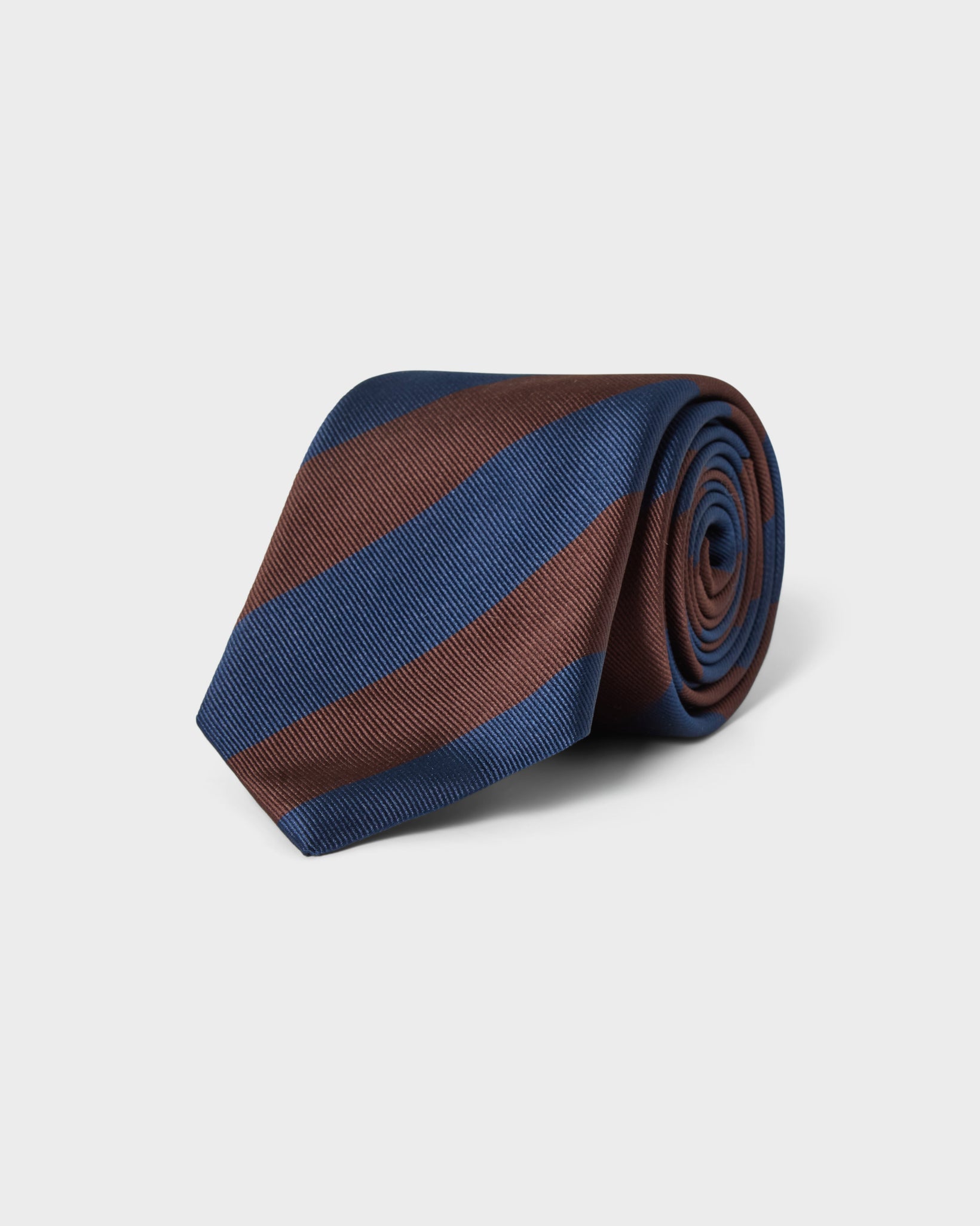 Block Stripe Silk Tie - Brown/Navy | Berg & Berg