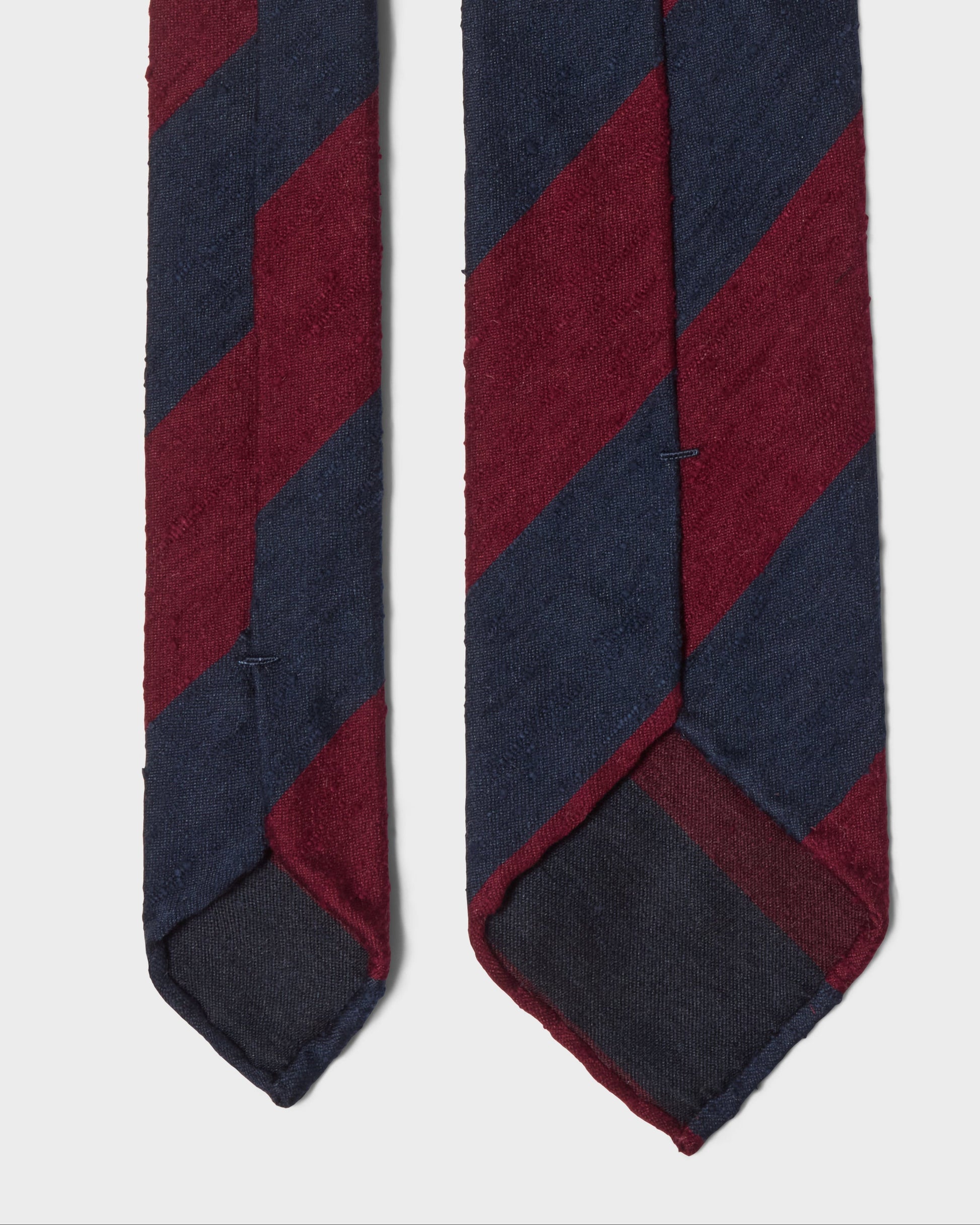 Block Stripe Shantung Silk Tie - Navy/Burgundy | Berg & Berg