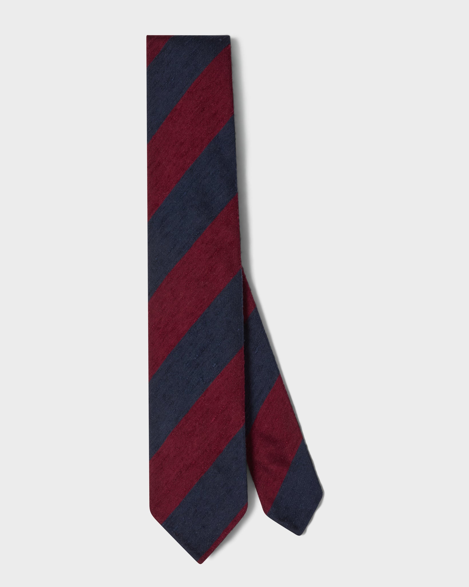 Block Stripe Shantung Silk Tie - Navy/Burgundy | Berg & Berg