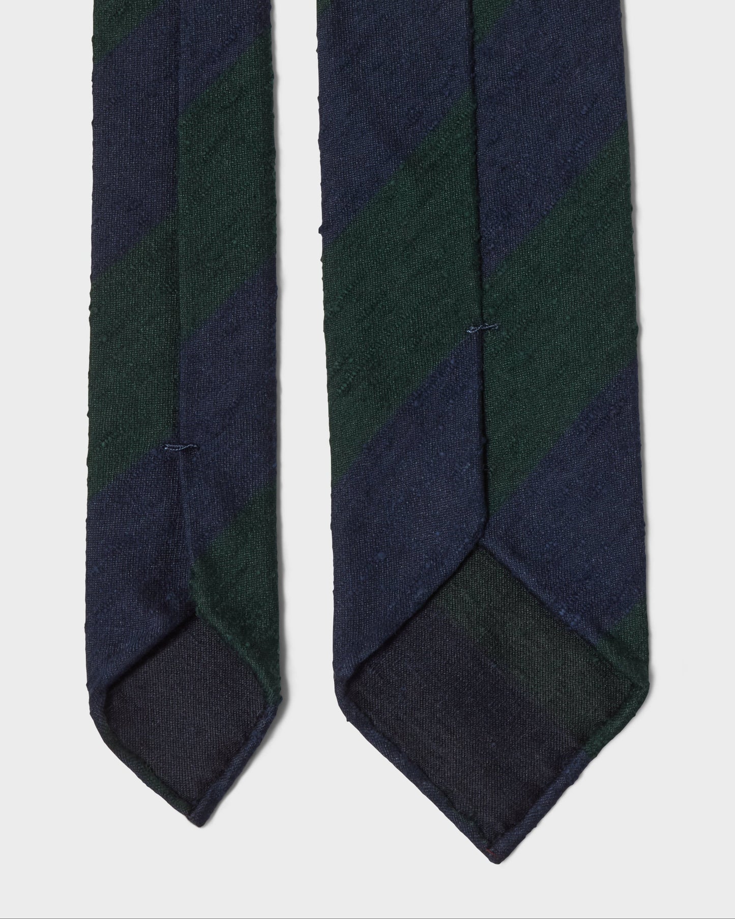 Block Stripe Shantung Silk Tie - Navy/Green | Berg & Berg