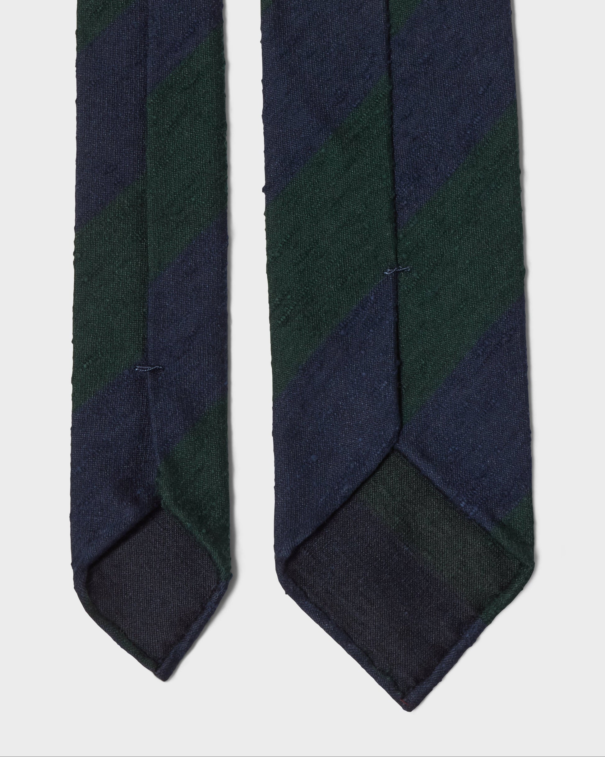 Block Stripe Shantung Silk Tie - Navy/Green | Berg & Berg
