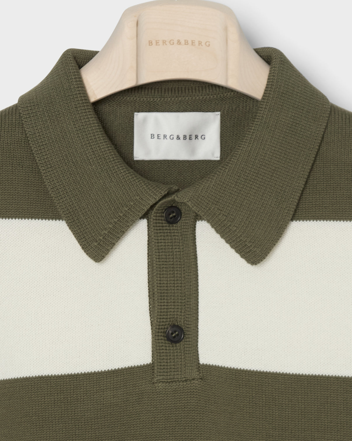 Bror Knitted Polo - Ivory/Olive Berg & Berg