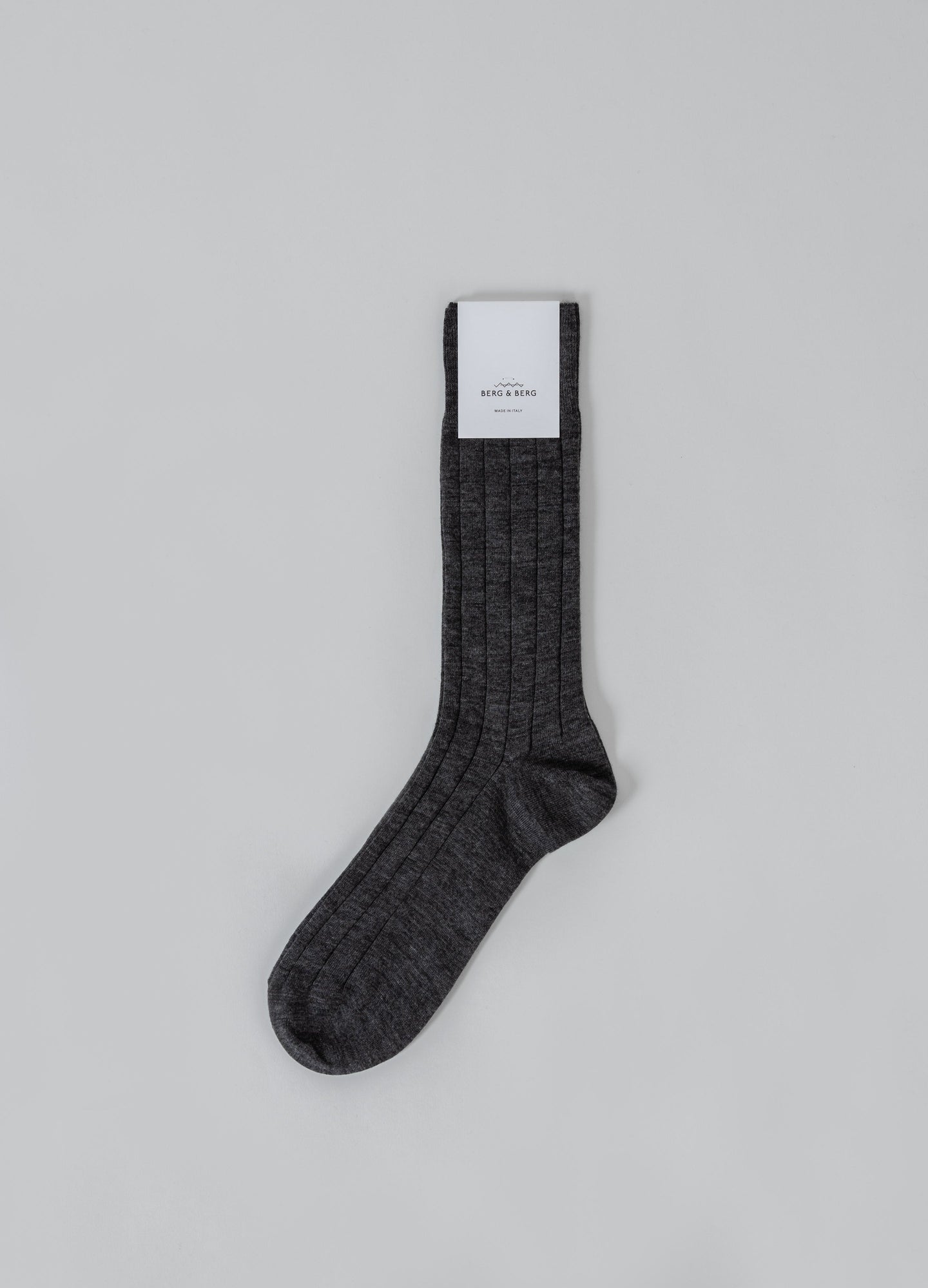 Wide Rib Wool Socks - Mid Grey Berg & Berg