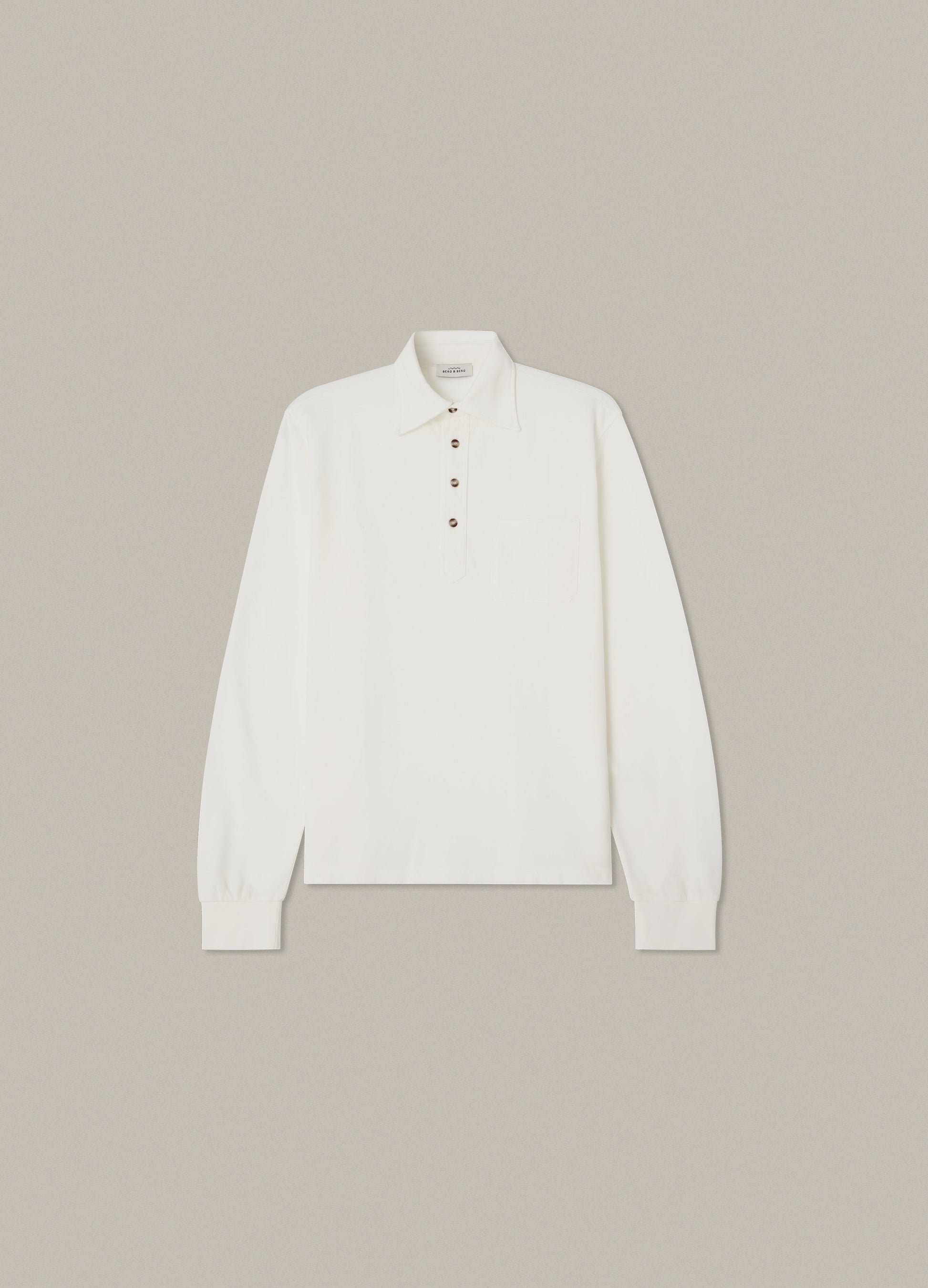 Teddy Long Sleeve Polo Shirt - White Berg & Berg