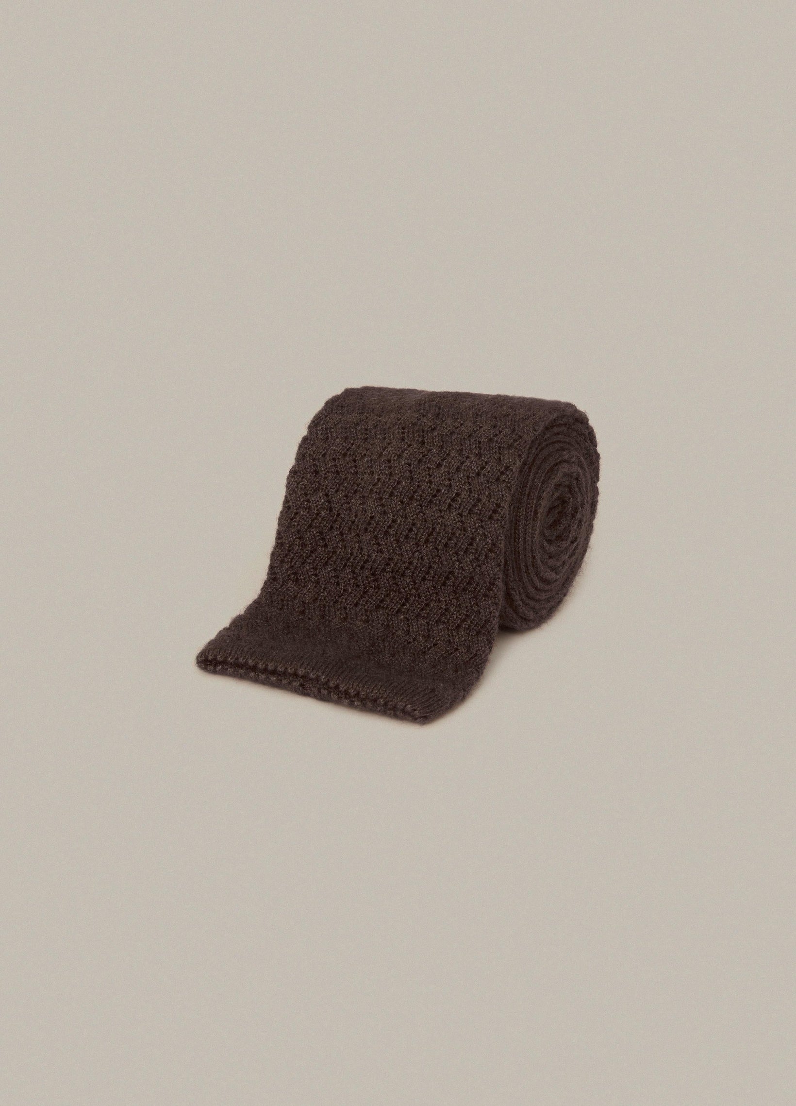 Knitted Zigzag Tie - Brown | Berg & Berg