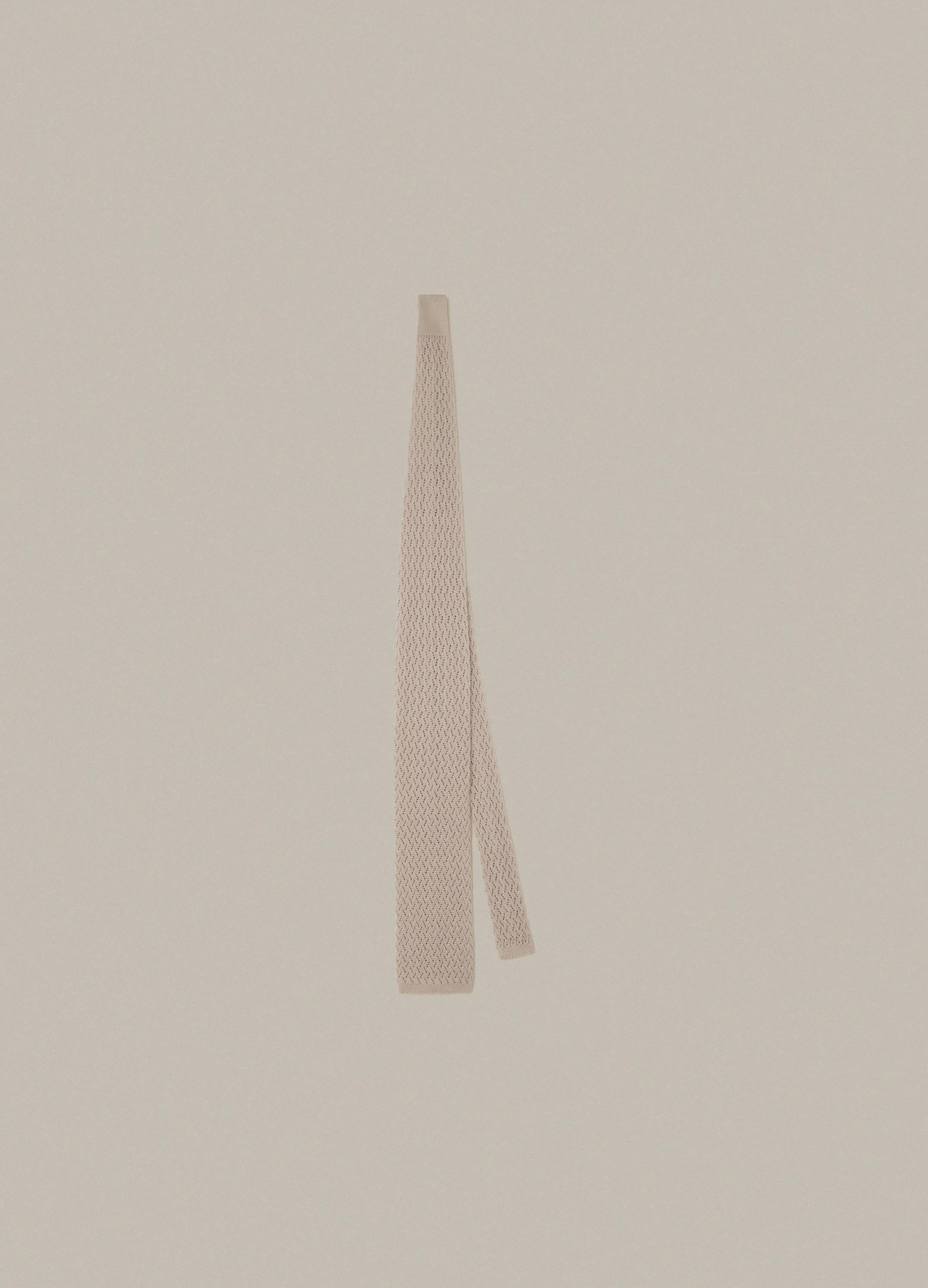 Knitted Zigzag Tie - Cream | Berg & Berg