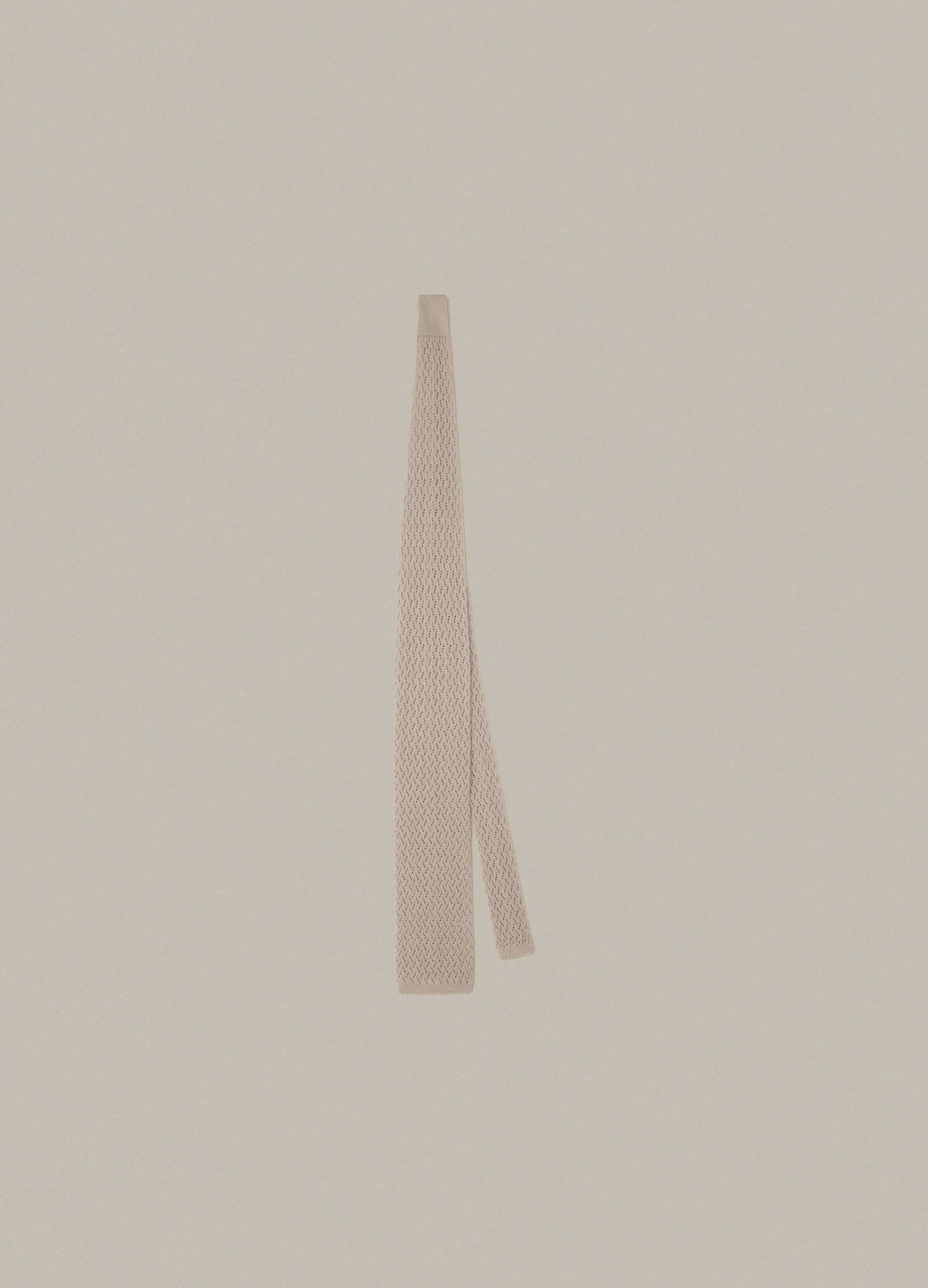 Knitted Zigzag Tie - Cream | Berg & Berg