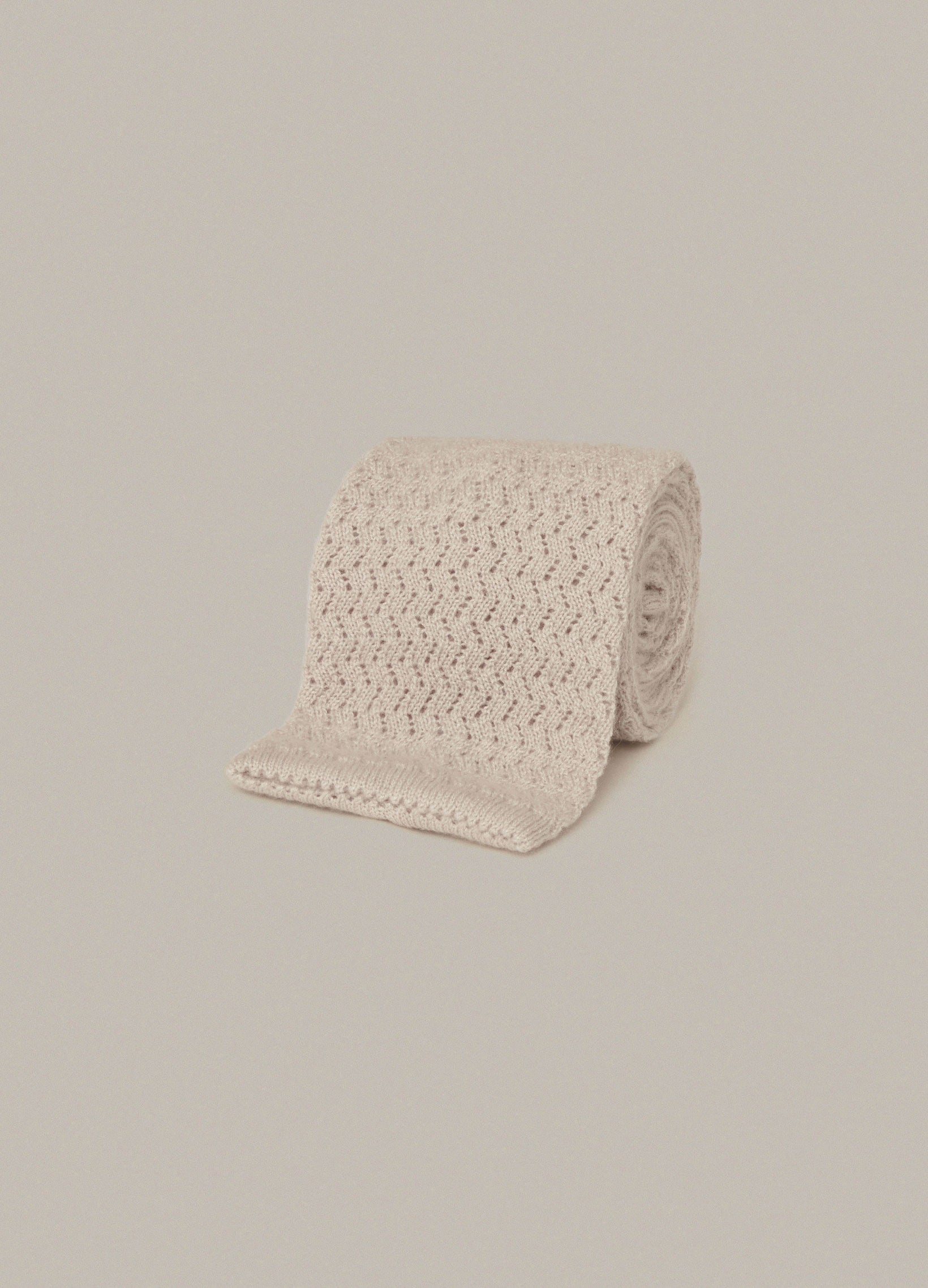 Knitted Zigzag Tie - Cream | Berg & Berg
