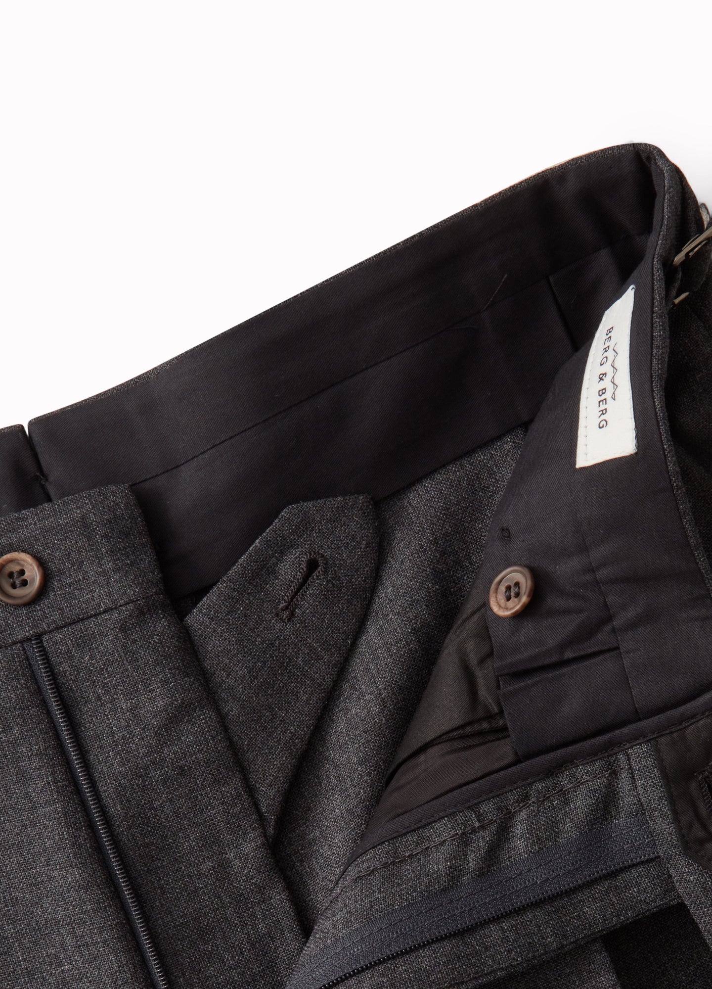 Antonio High Twist Wool Trousers - Mid Grey Berg & Berg