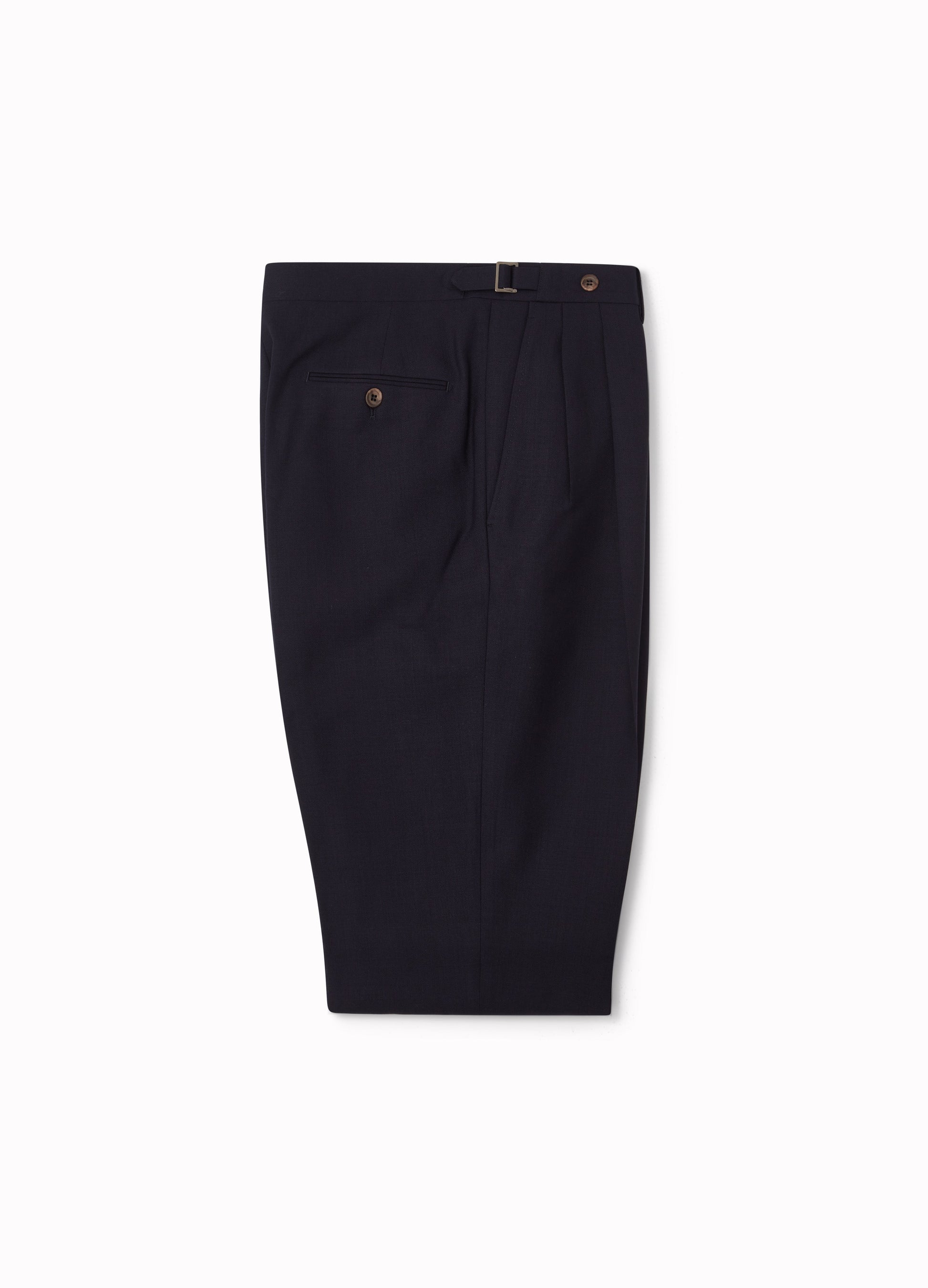 Antonio High Twist Wool Trousers - Navy Berg & Berg