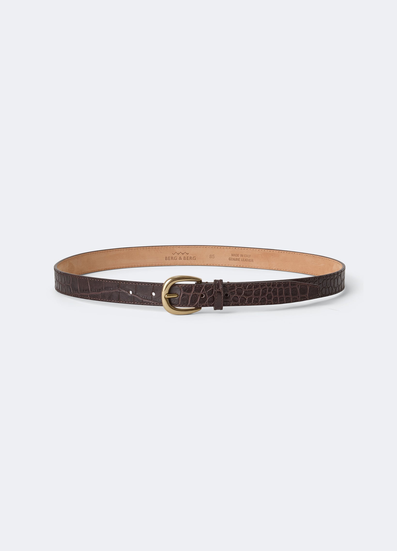 Leather Belt - Dark Brown Croco Berg & Berg