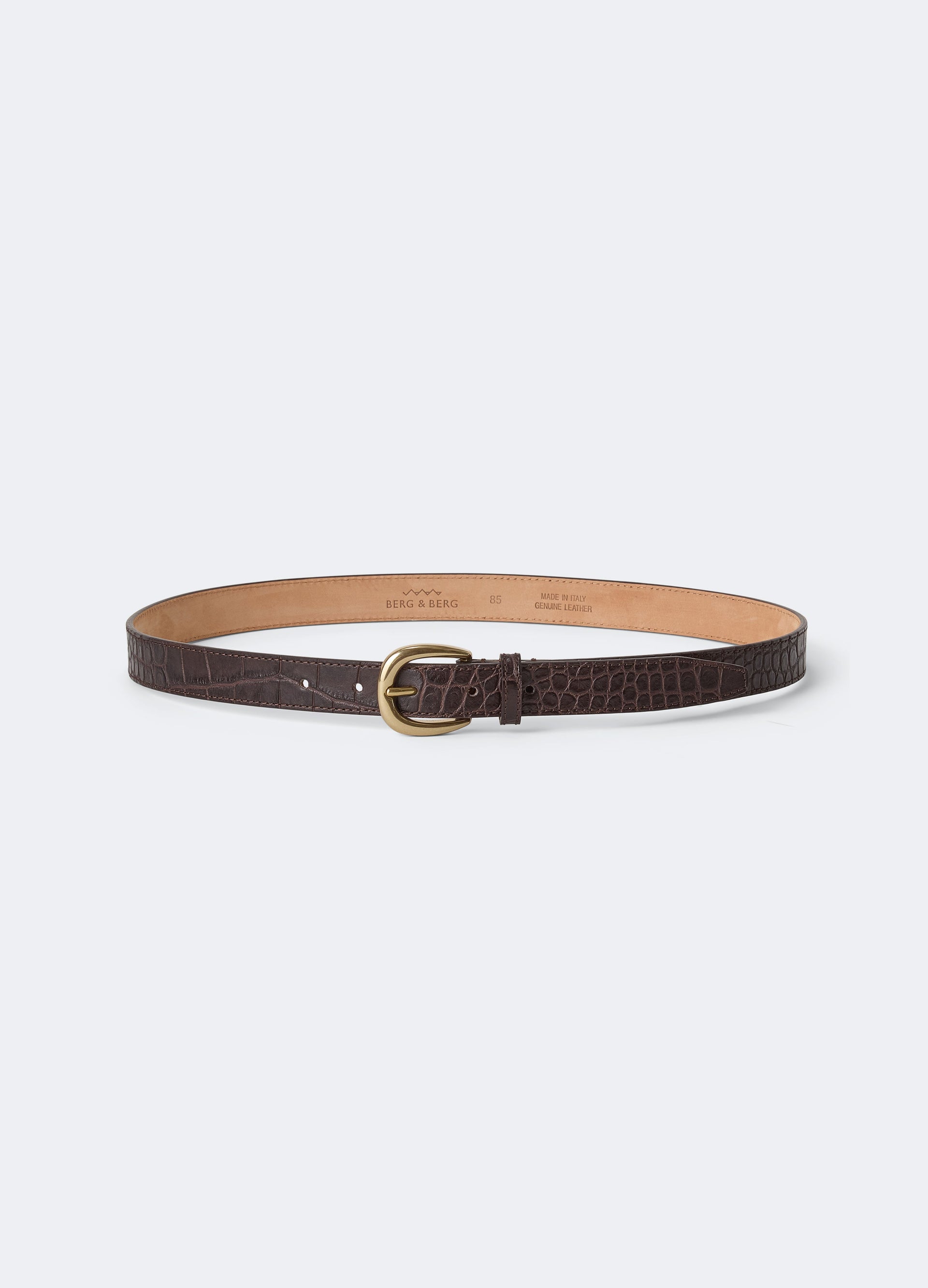 Leather Belt - Dark Brown Croco Berg & Berg