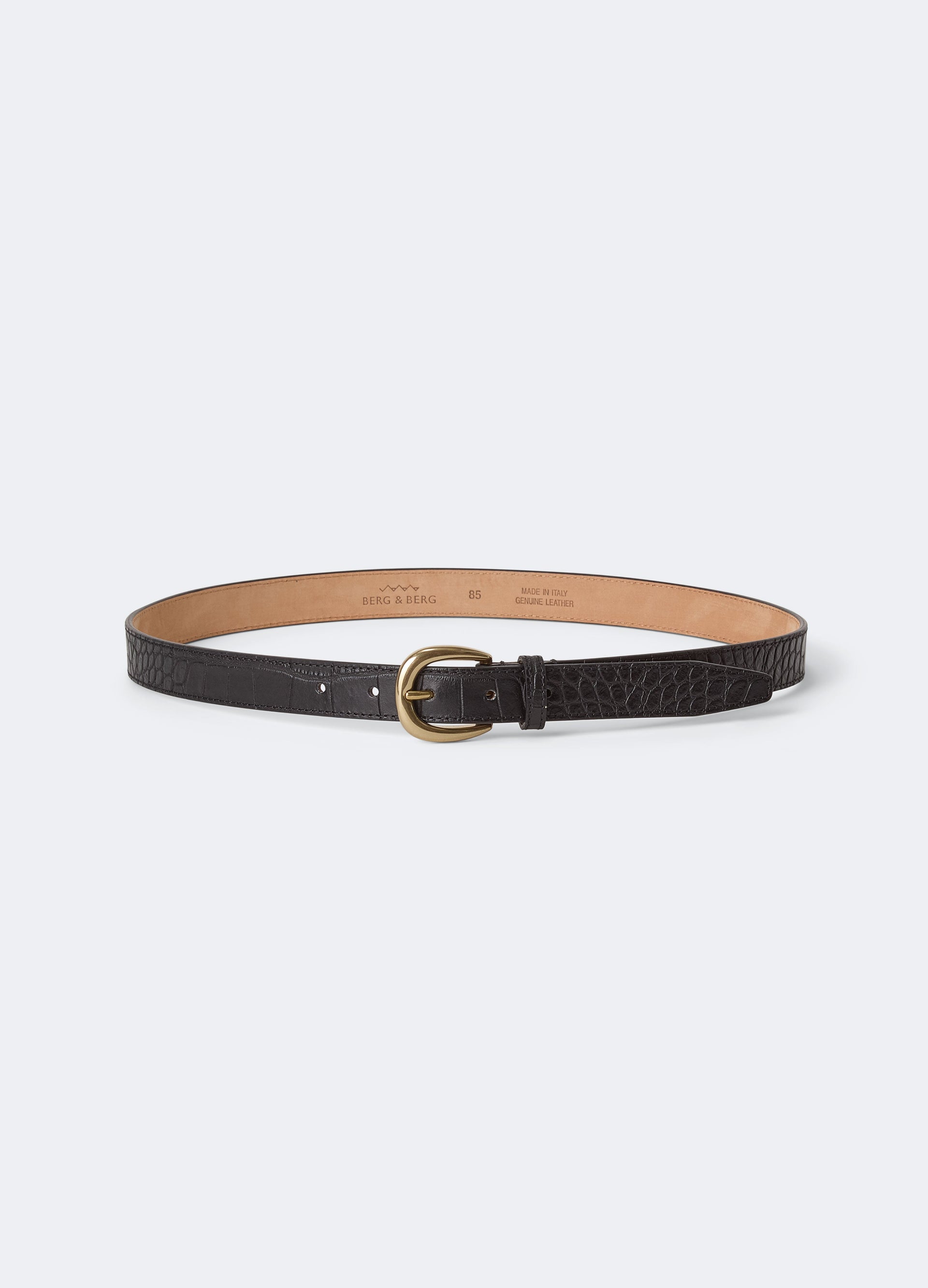 Leather Belt - Black Croco Berg & Berg