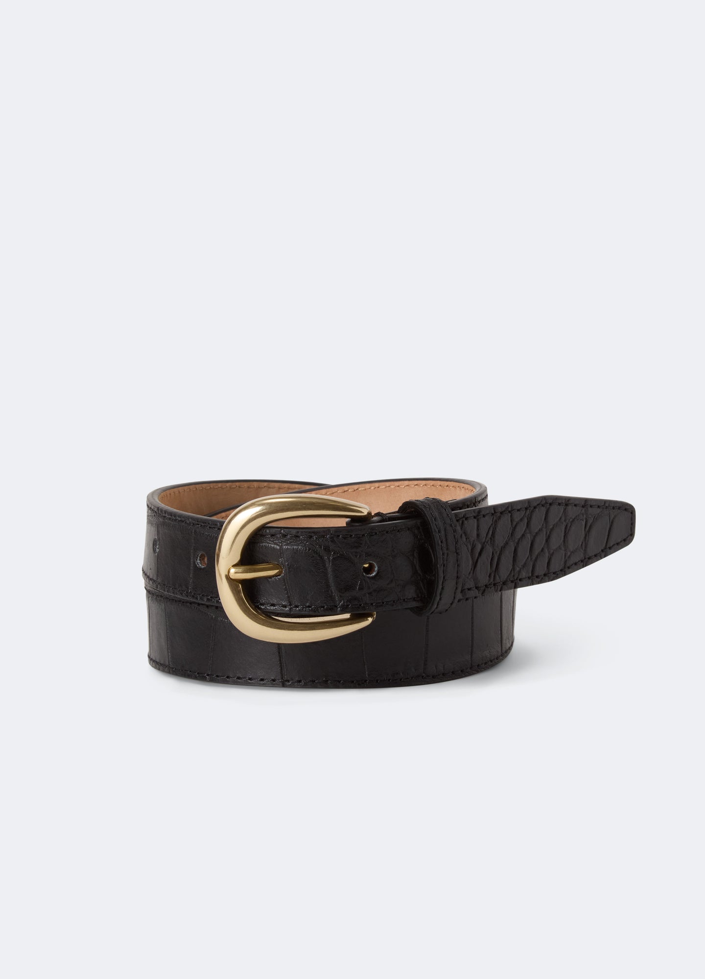 Leather Belt - Black Croco