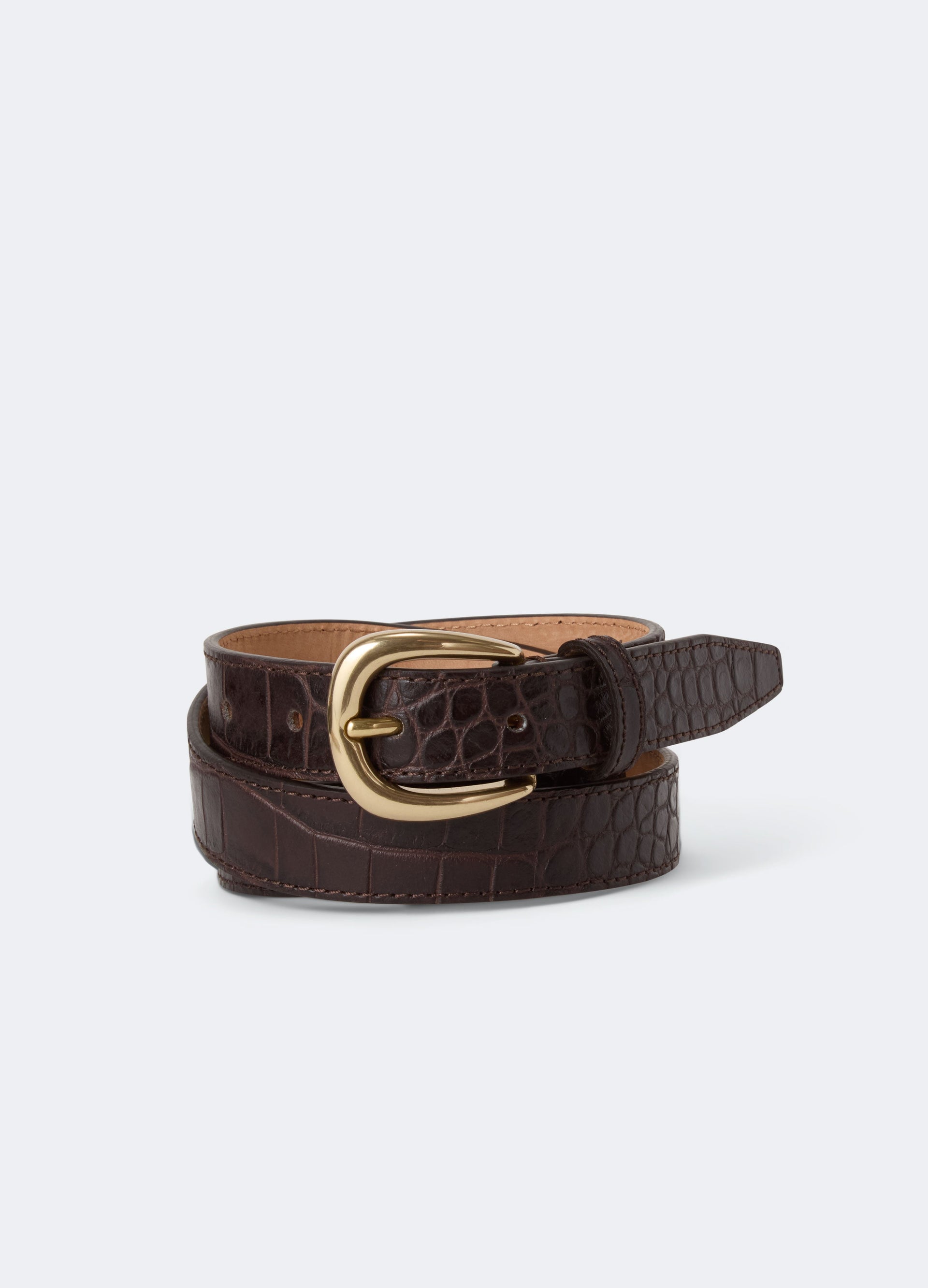 Leather Belt - Dark Brown Croco Berg & Berg