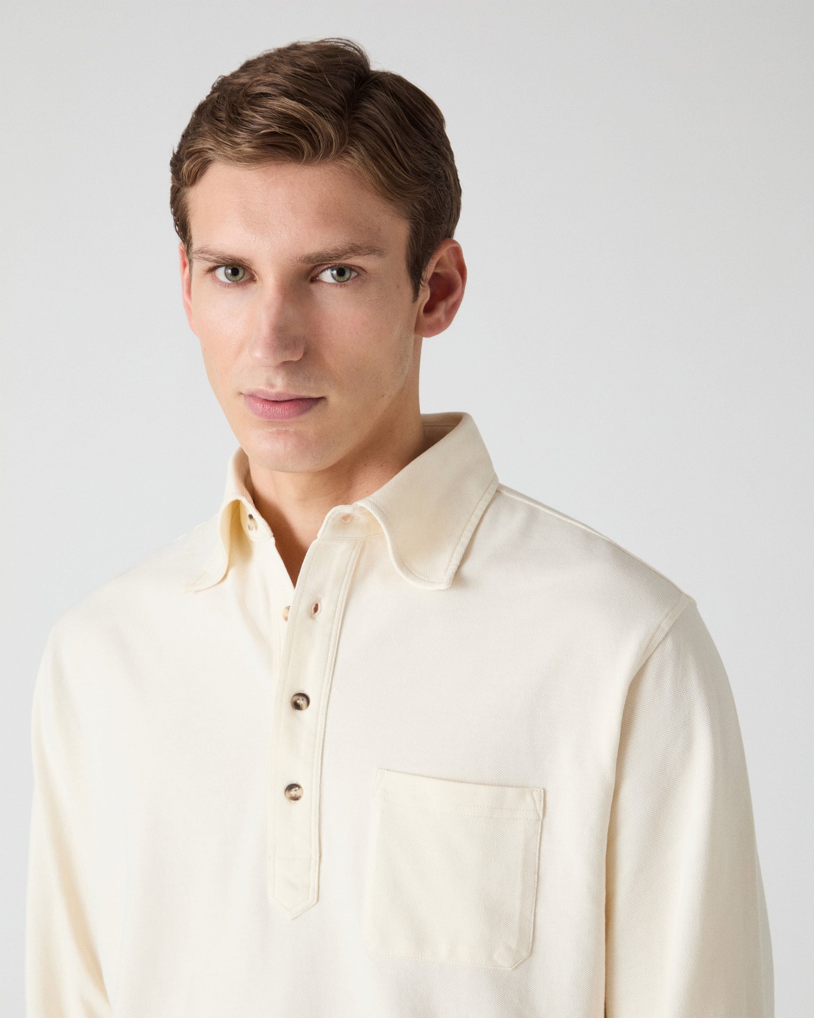 Teddy Long Sleeve Polo Shirt - White Berg & Berg