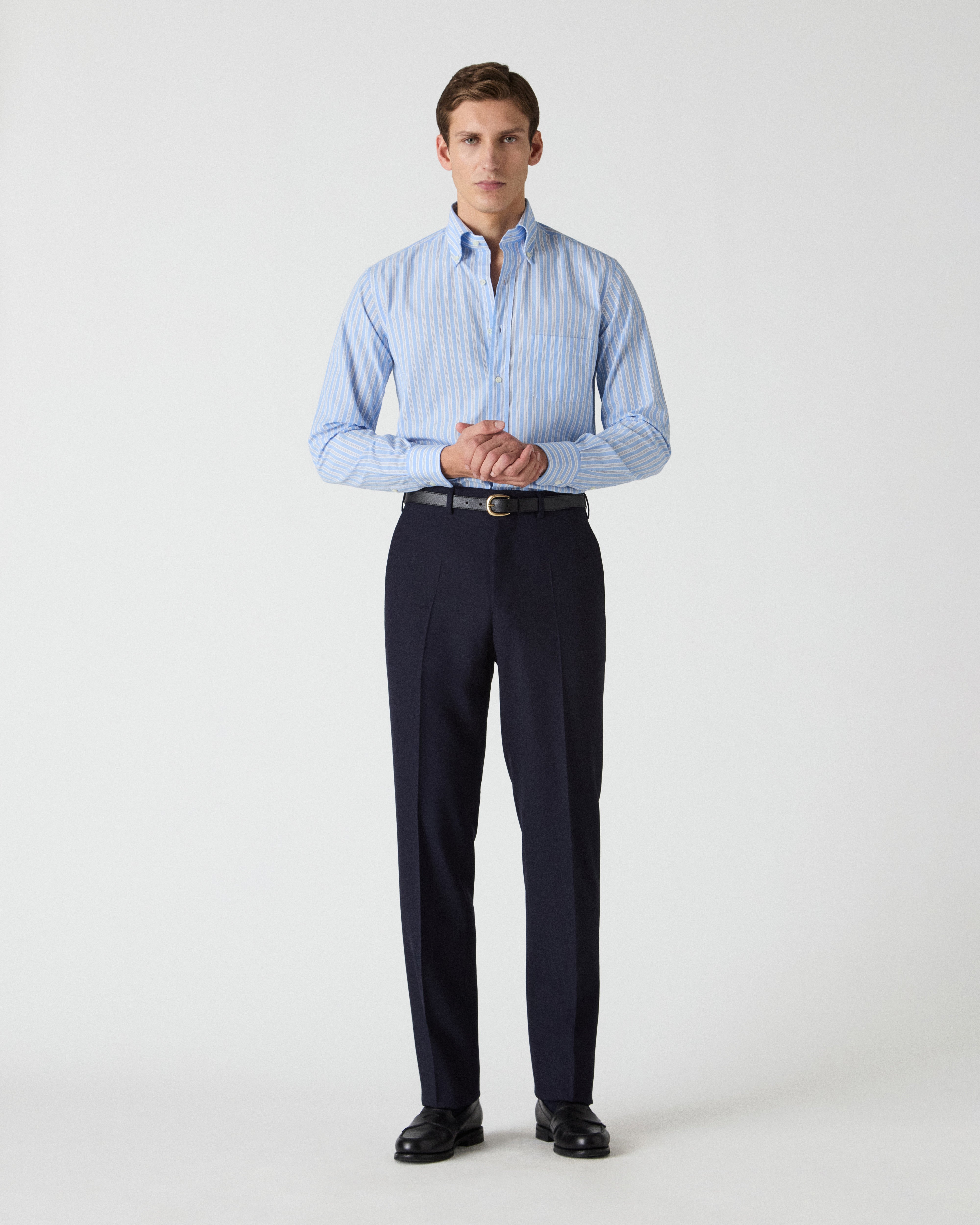 Alfie High Twist Wool Trousers - Navy Berg & Berg