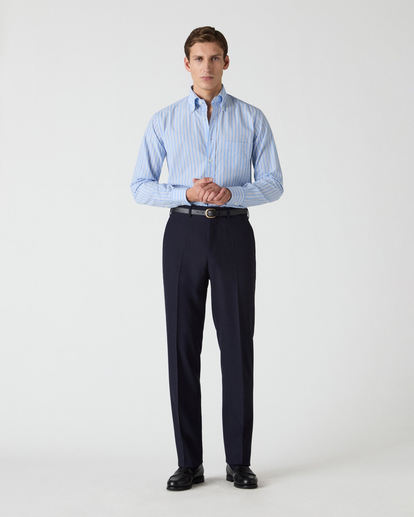 Alfie High Twist Wool Trousers - Navy Berg & Berg