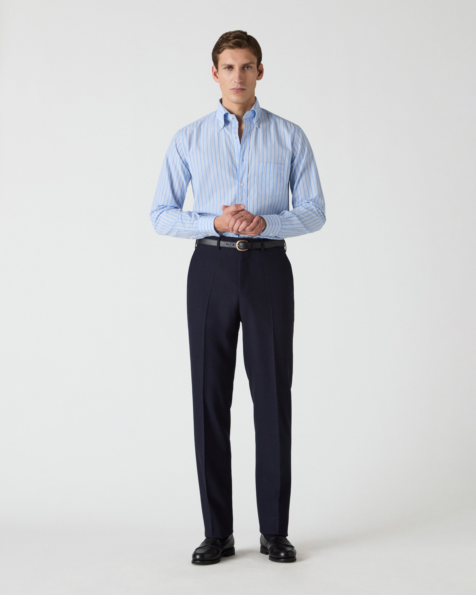 Alfie High Twist Wool Trousers - Navy Berg & Berg