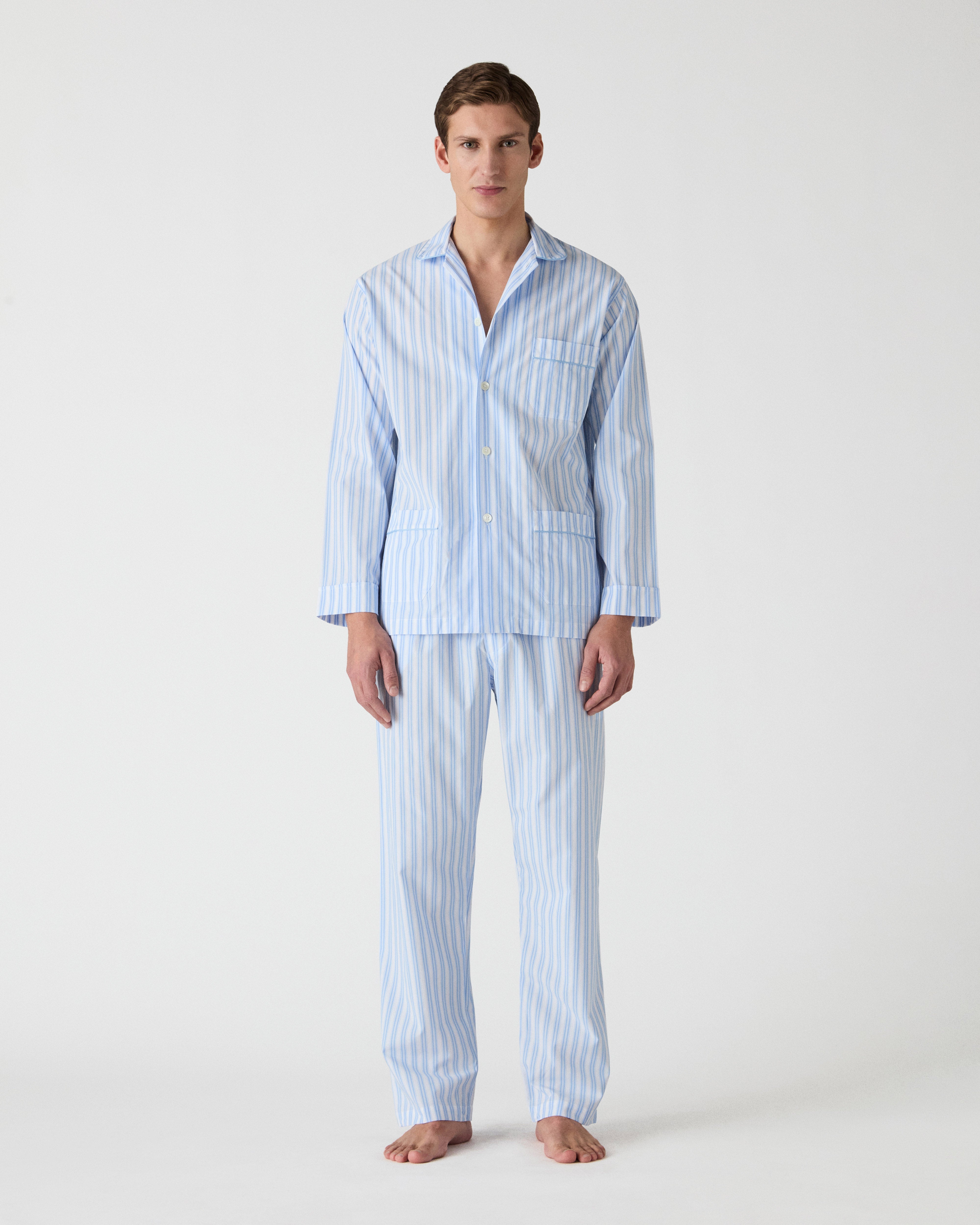 Olle Poplin Pyjama - White/Light Blue Berg & Berg