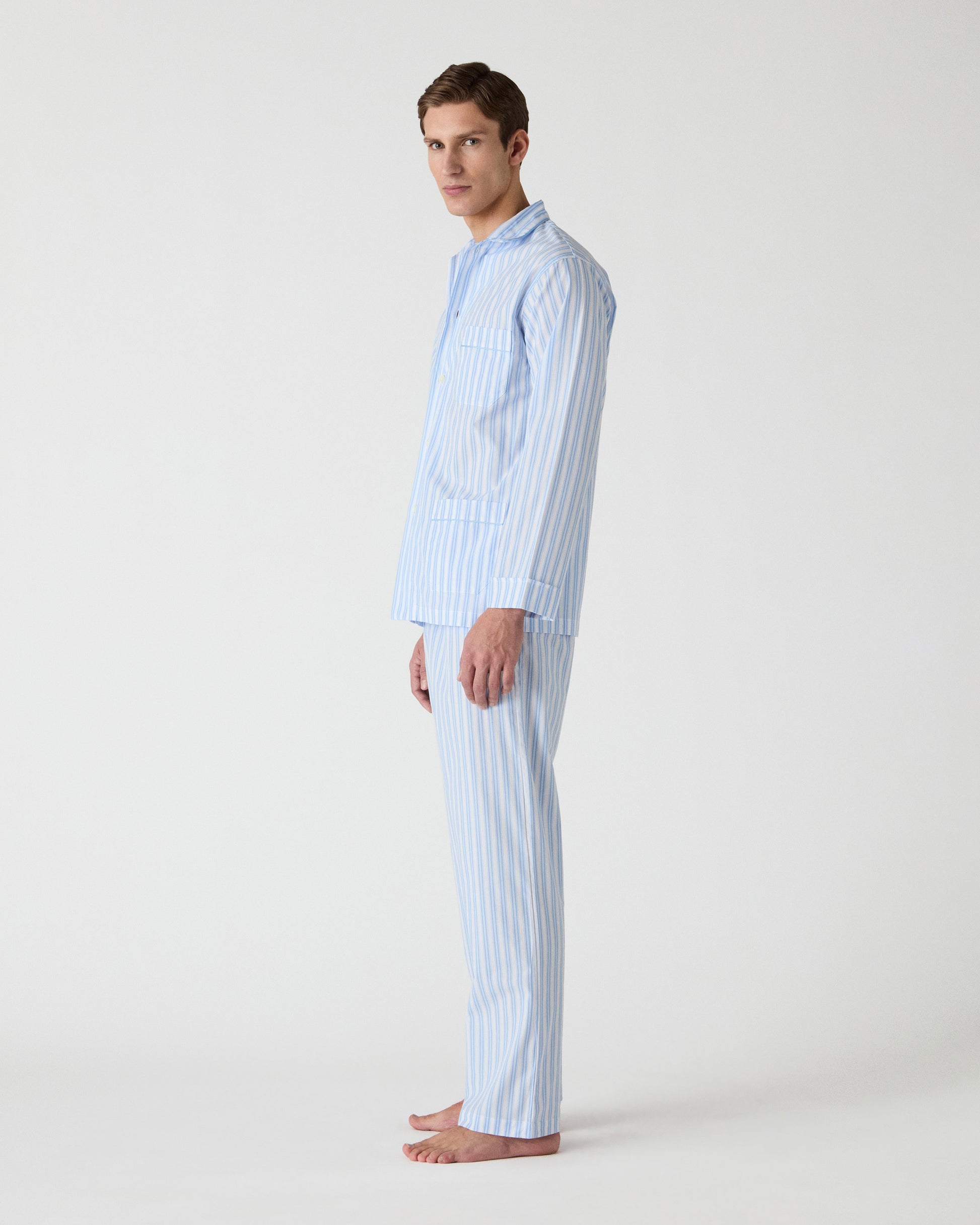 Olle Poplin Pyjama - White/Light Blue Berg & Berg