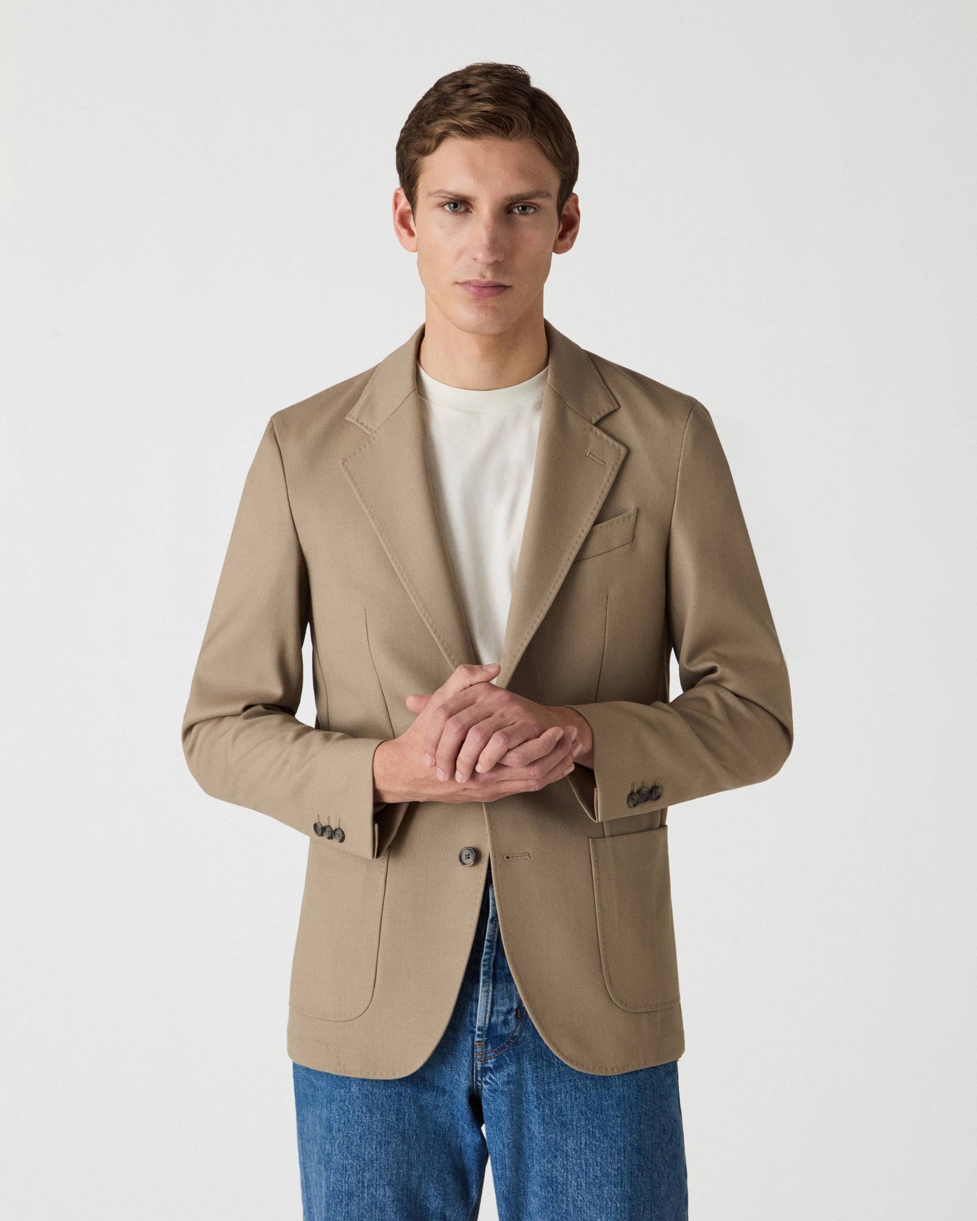 Dante Unlined Cavalry Twill Blazer - Sand Berg & Berg