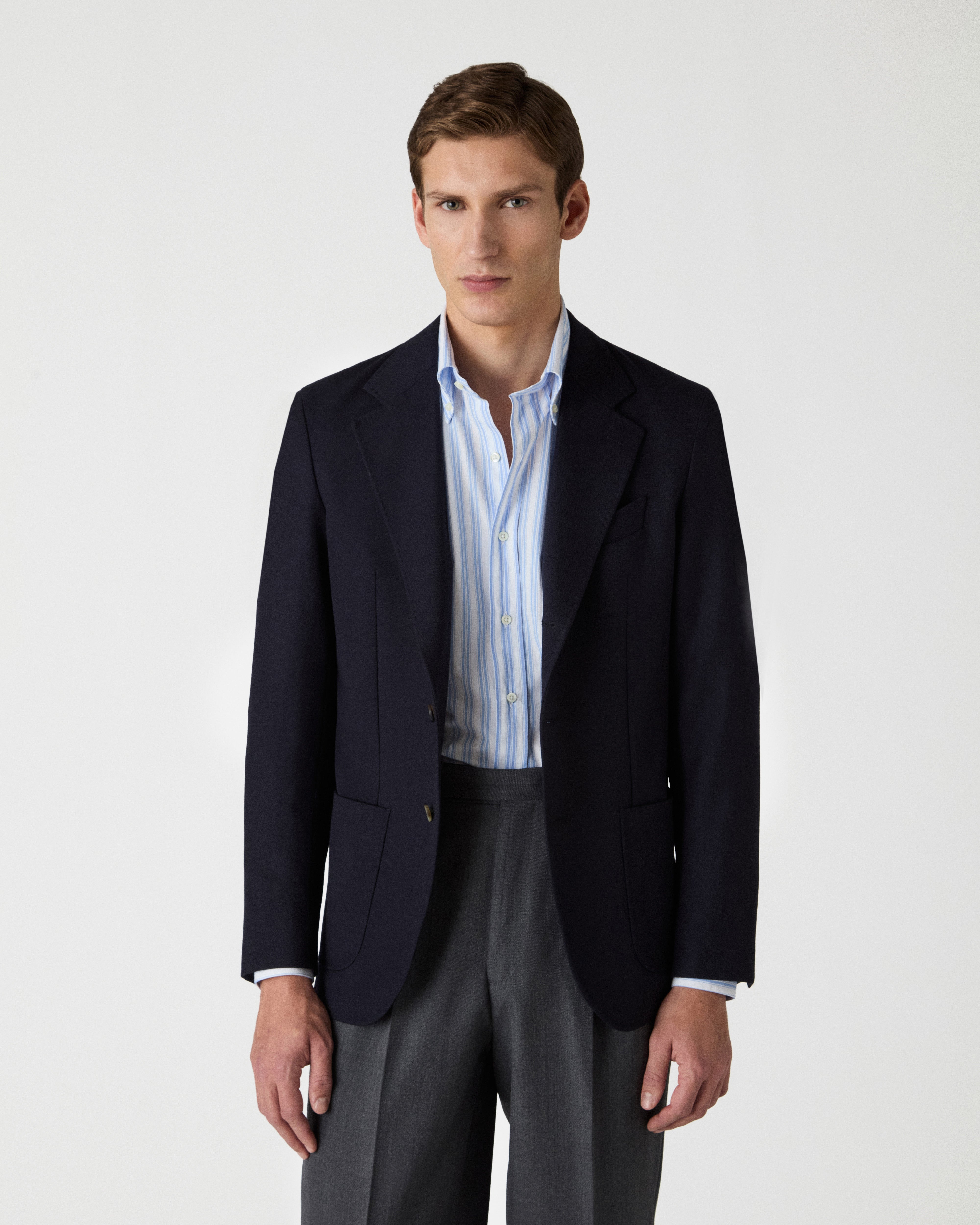 Dante Unlined Cavalry Twill Blazer - Navy Berg & Berg