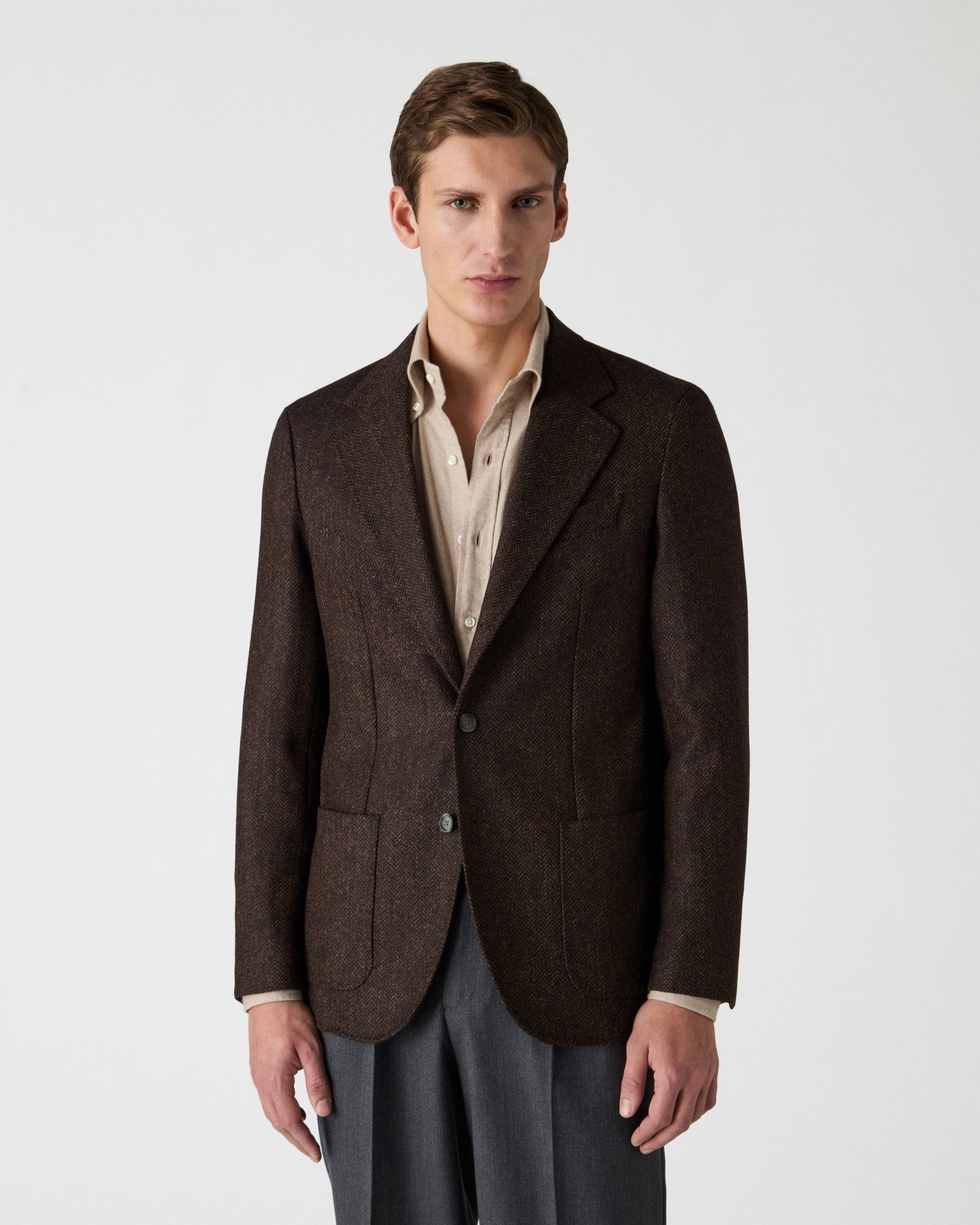 Dante Unlined Tweed Jacket - Dark Brown Berg & Berg