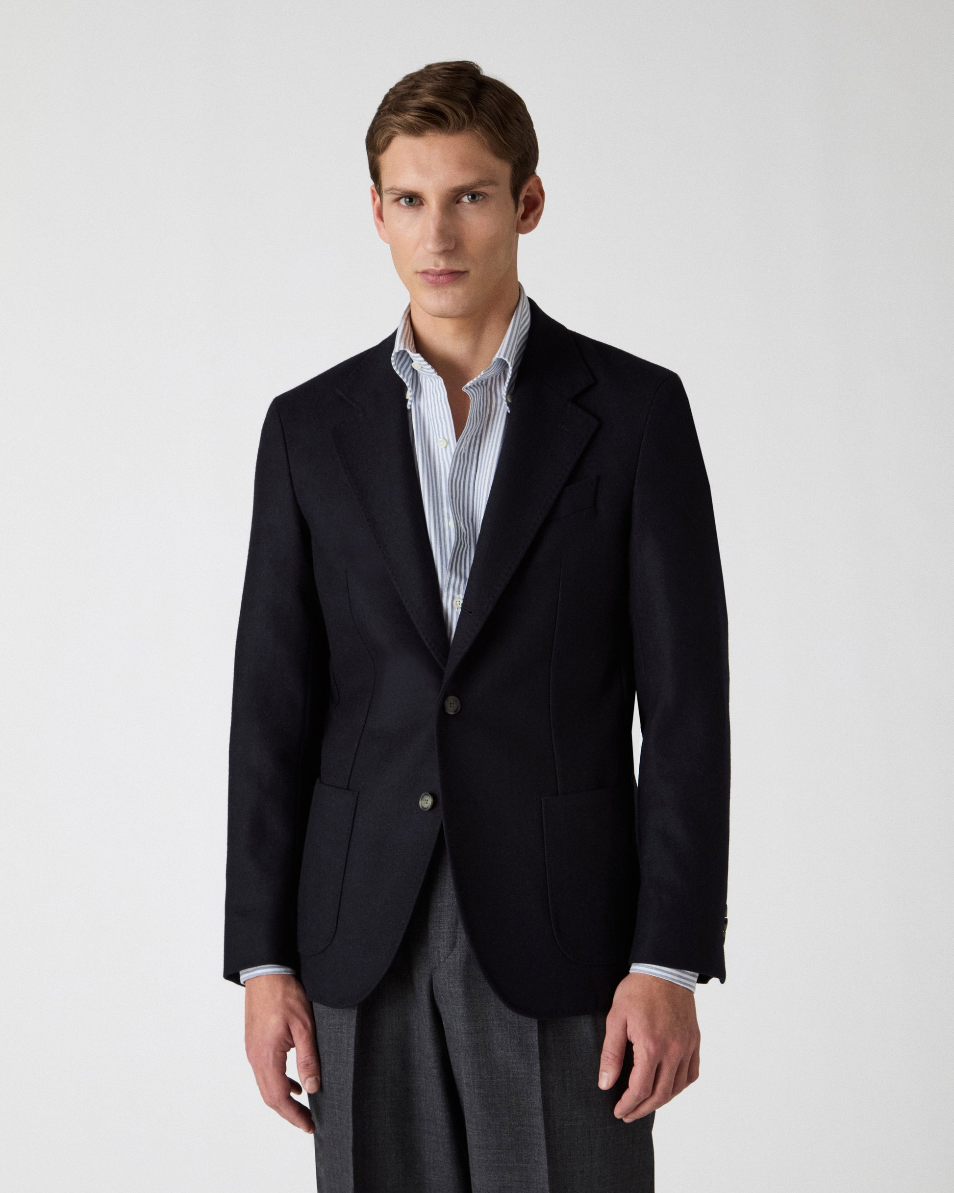 Dante Unlined Tweed Jacket - Navy Berg & Berg