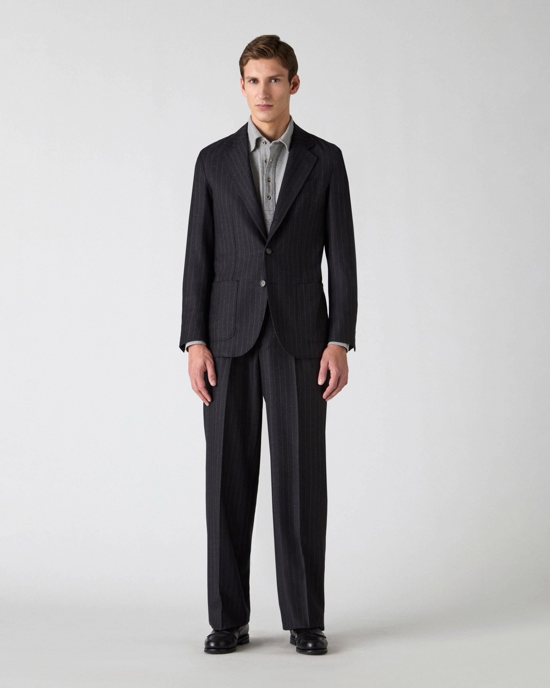 Dante Chalk Stripe Suit - Grey Berg & Berg