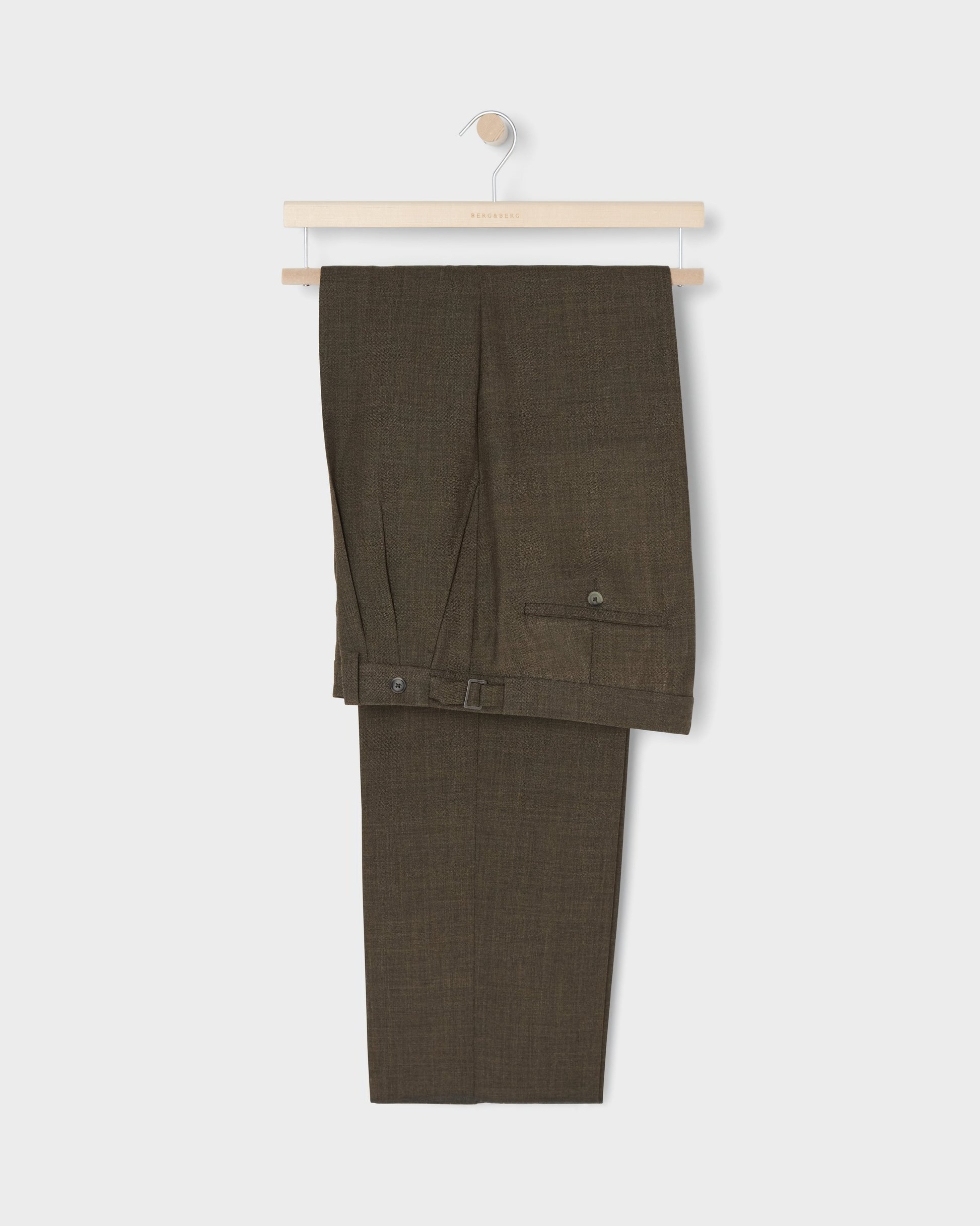 August High Twist Wool Trousers - Moss Green Berg & Berg