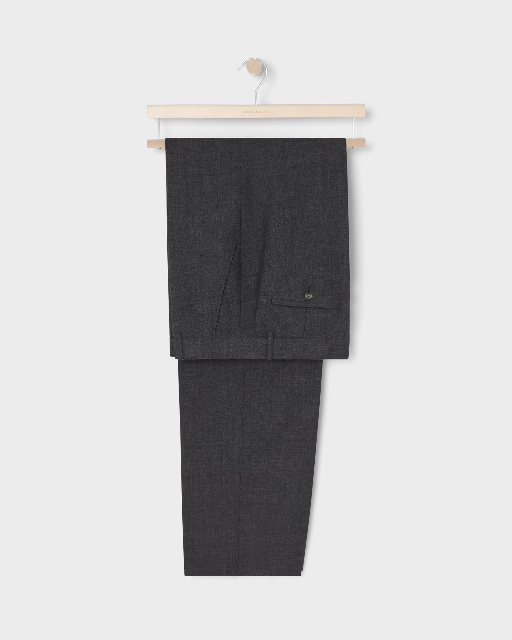 Alfredo High Twist Wool Trousers - Mid Grey Berg & Berg