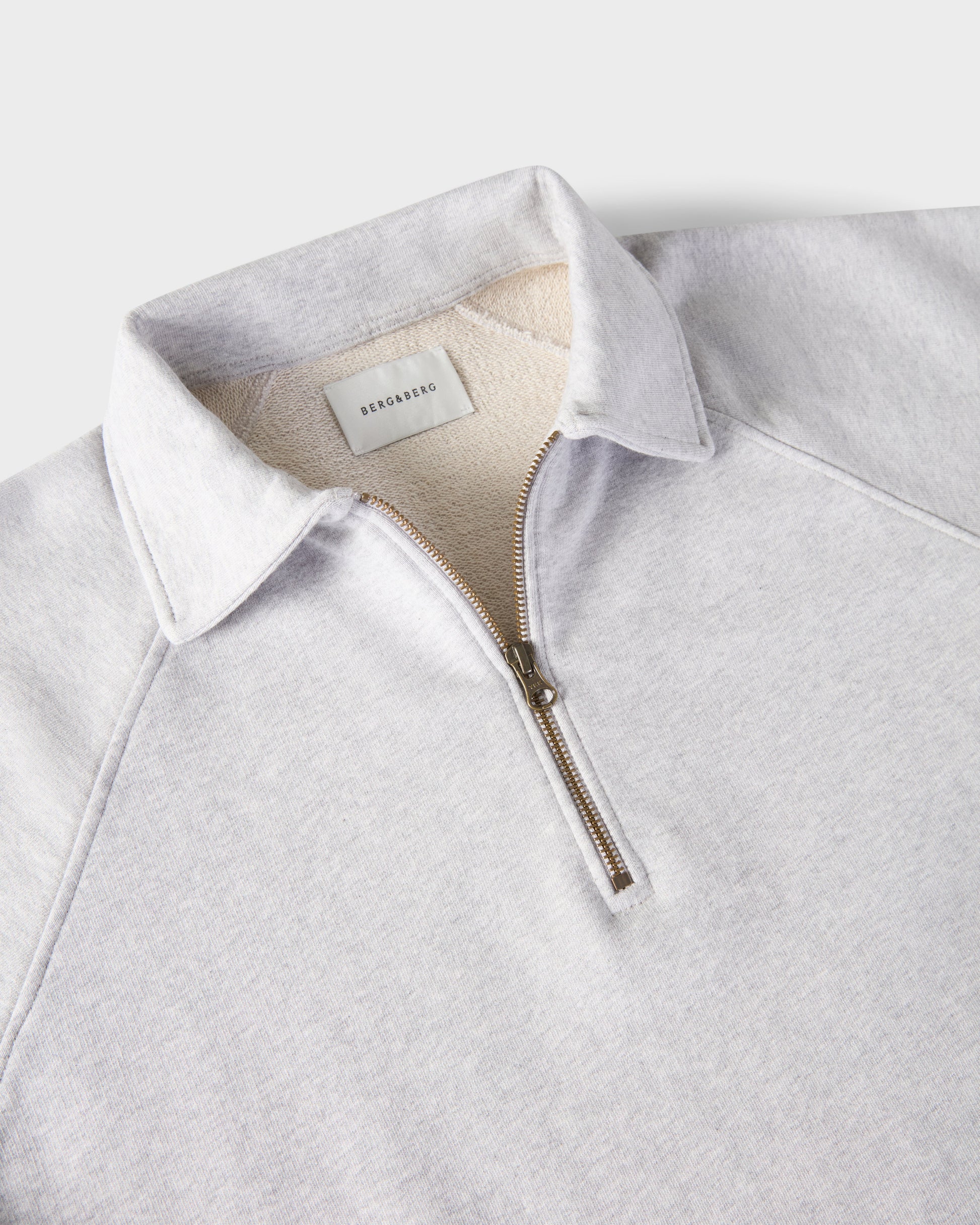 Truls Quarter Zip Raglan Sweatshirt - Grey Melange Berg & Berg