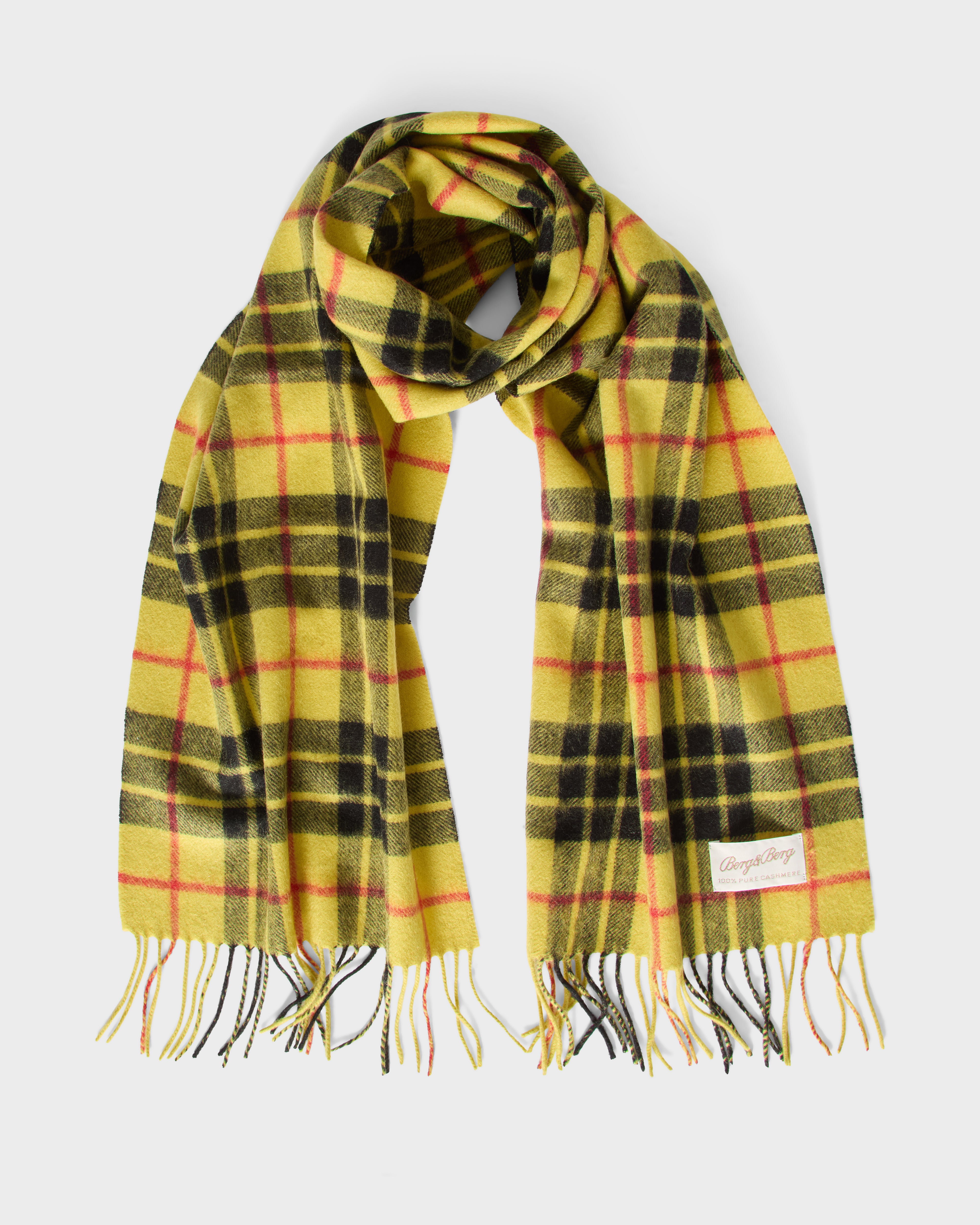 Cashmere Scarf - Yellow Check Berg & Berg