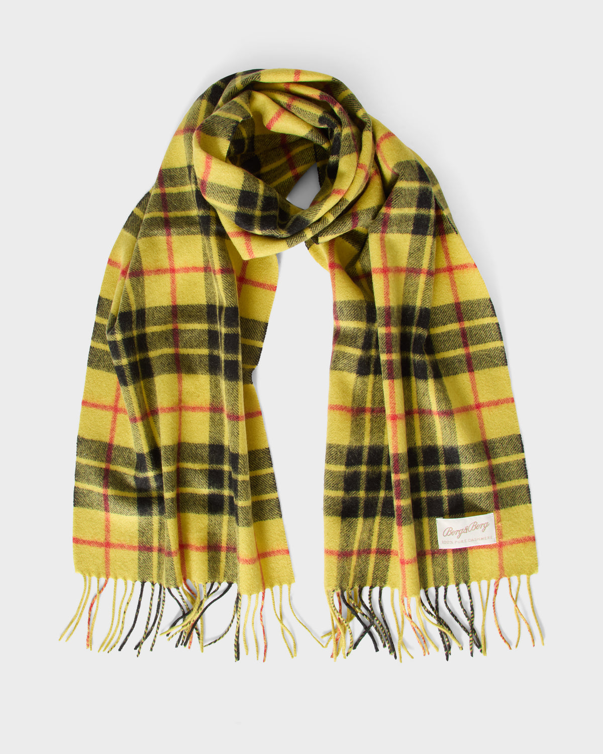 Cashmere Scarf - Yellow Check Berg & Berg