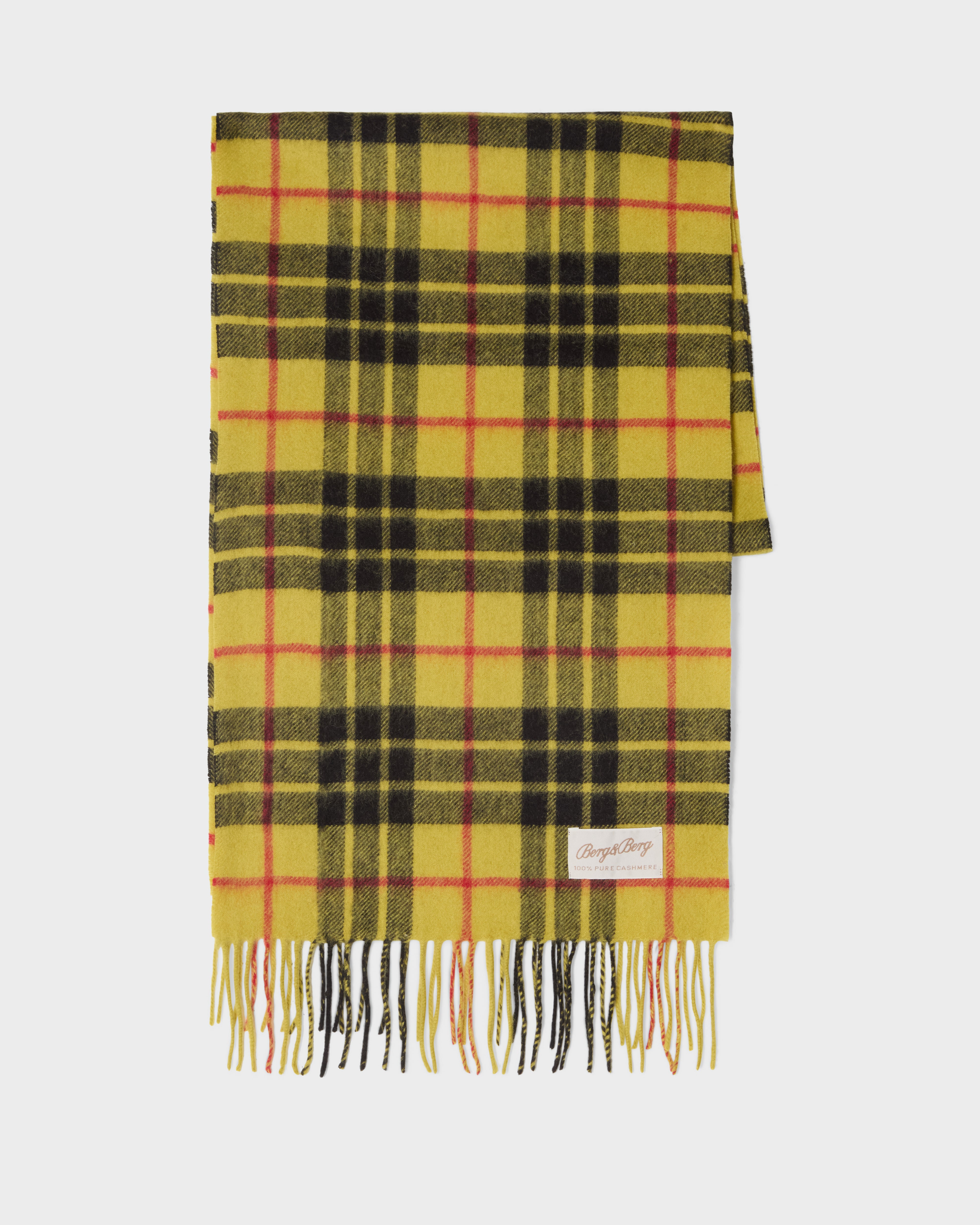Cashmere Scarf - Yellow Check Berg & Berg