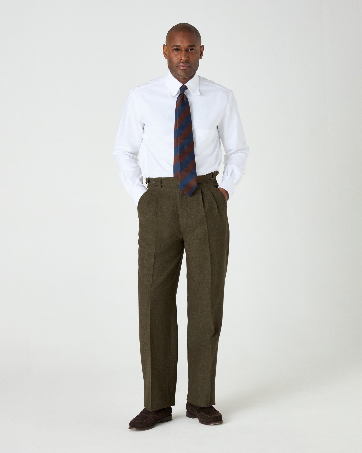August High Twist Wool Trousers - Moss Green Berg & Berg