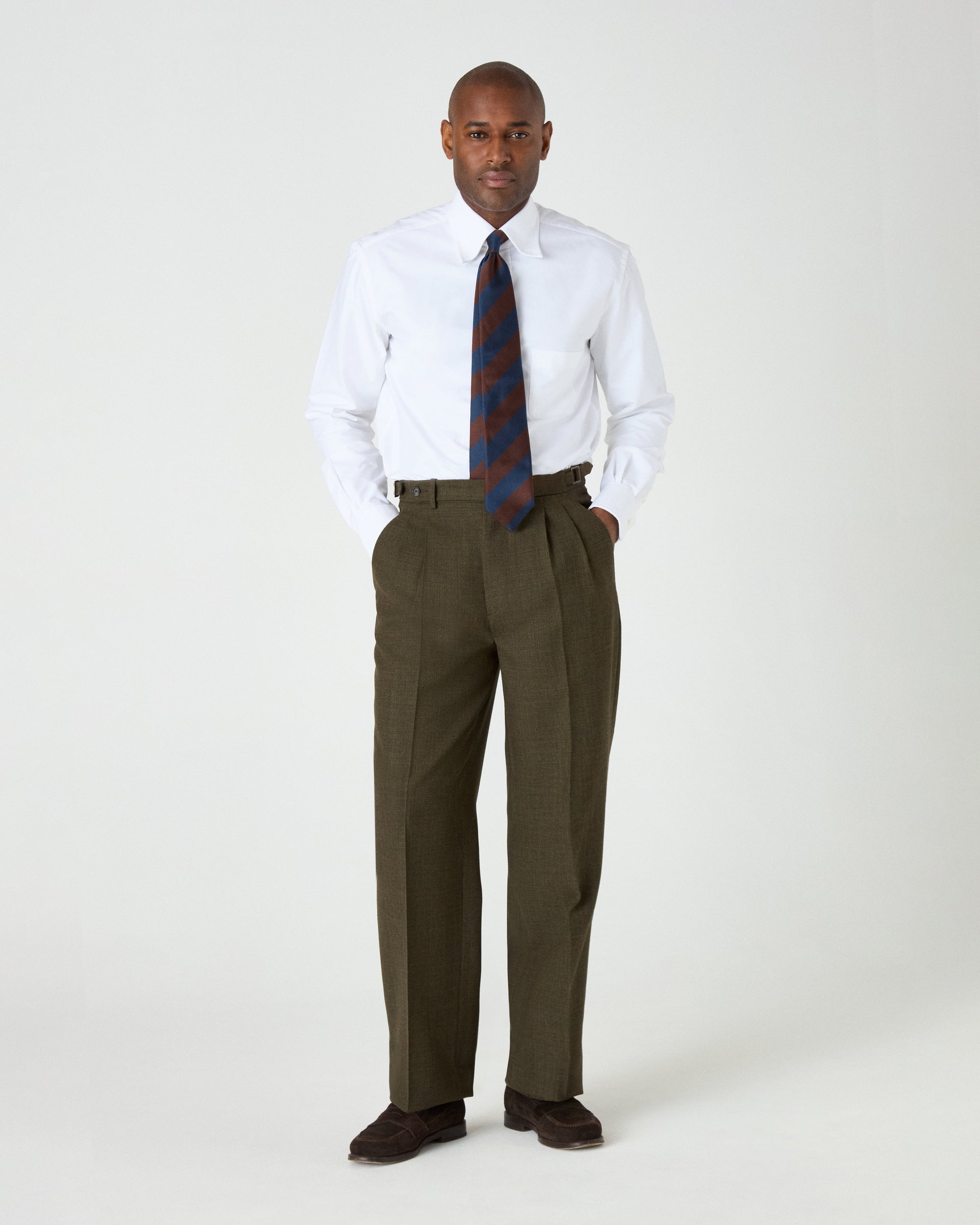 August High Twist Wool Trousers - Moss Green Berg & Berg