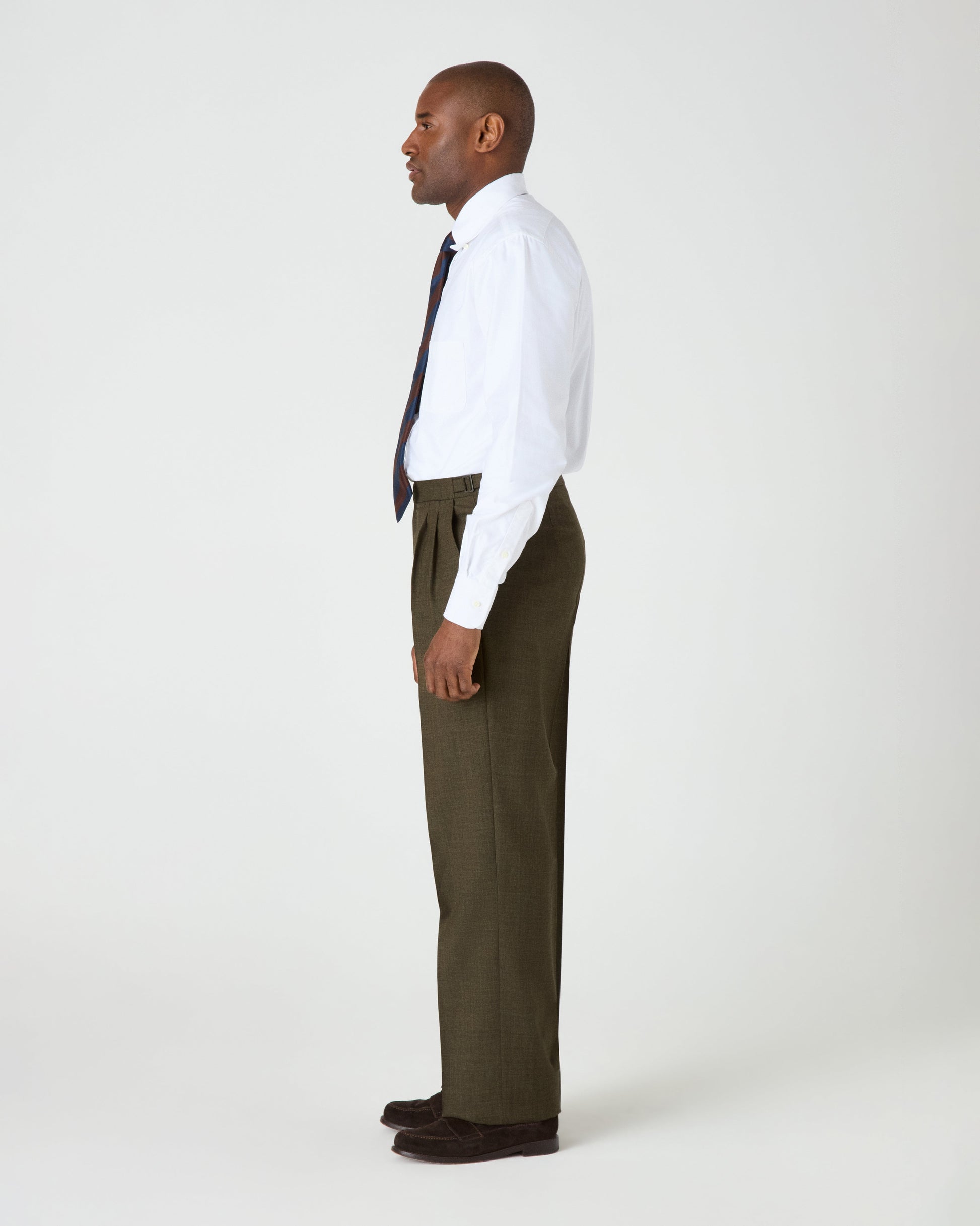 August High Twist Wool Trousers - Moss Green Berg & Berg