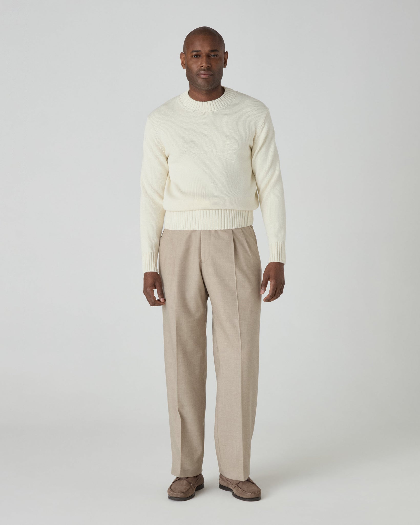 Ben Cotton Crew Neck - Ivory | Berg & Berg