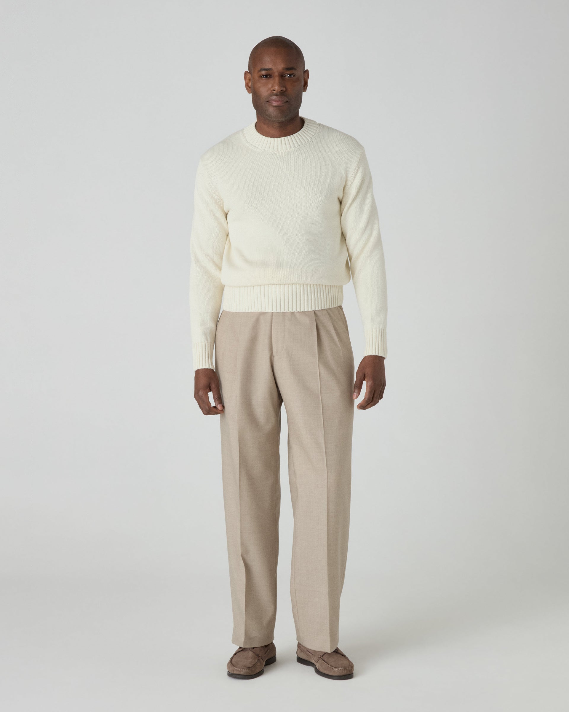 Ben Cotton Crew Neck - Ivory | Berg & Berg