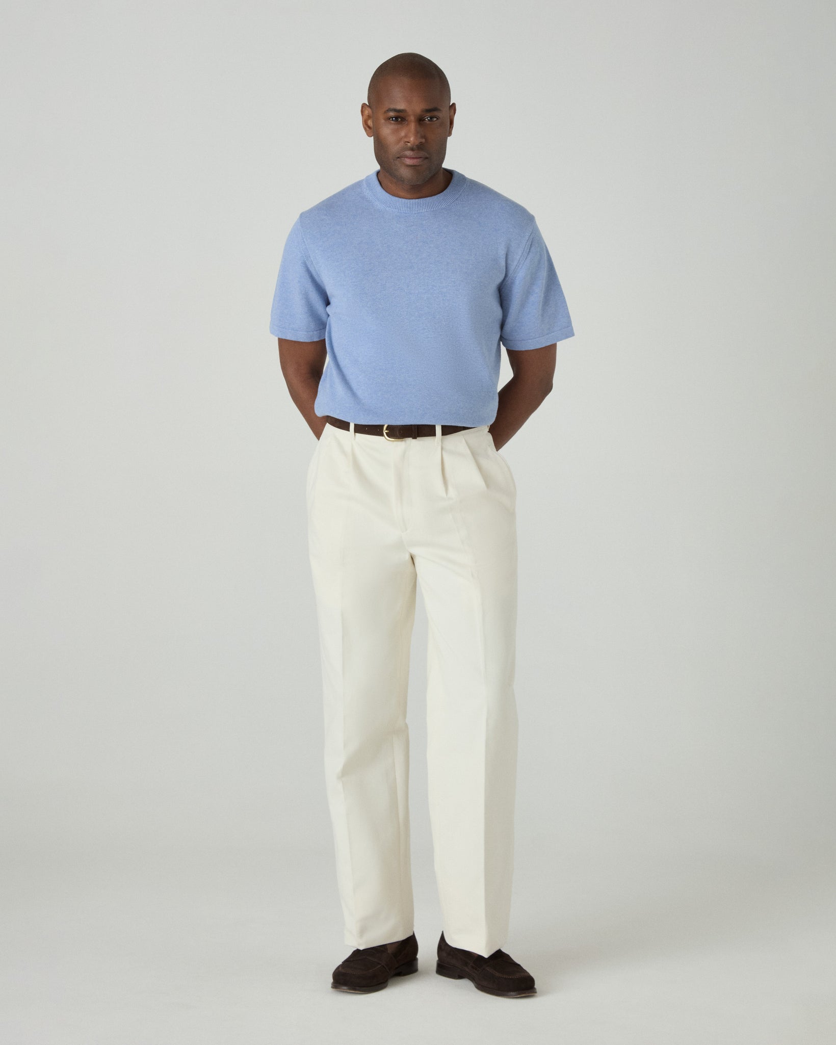 Bo Knitted T-Shirt - Powder Blue | Berg & Berg