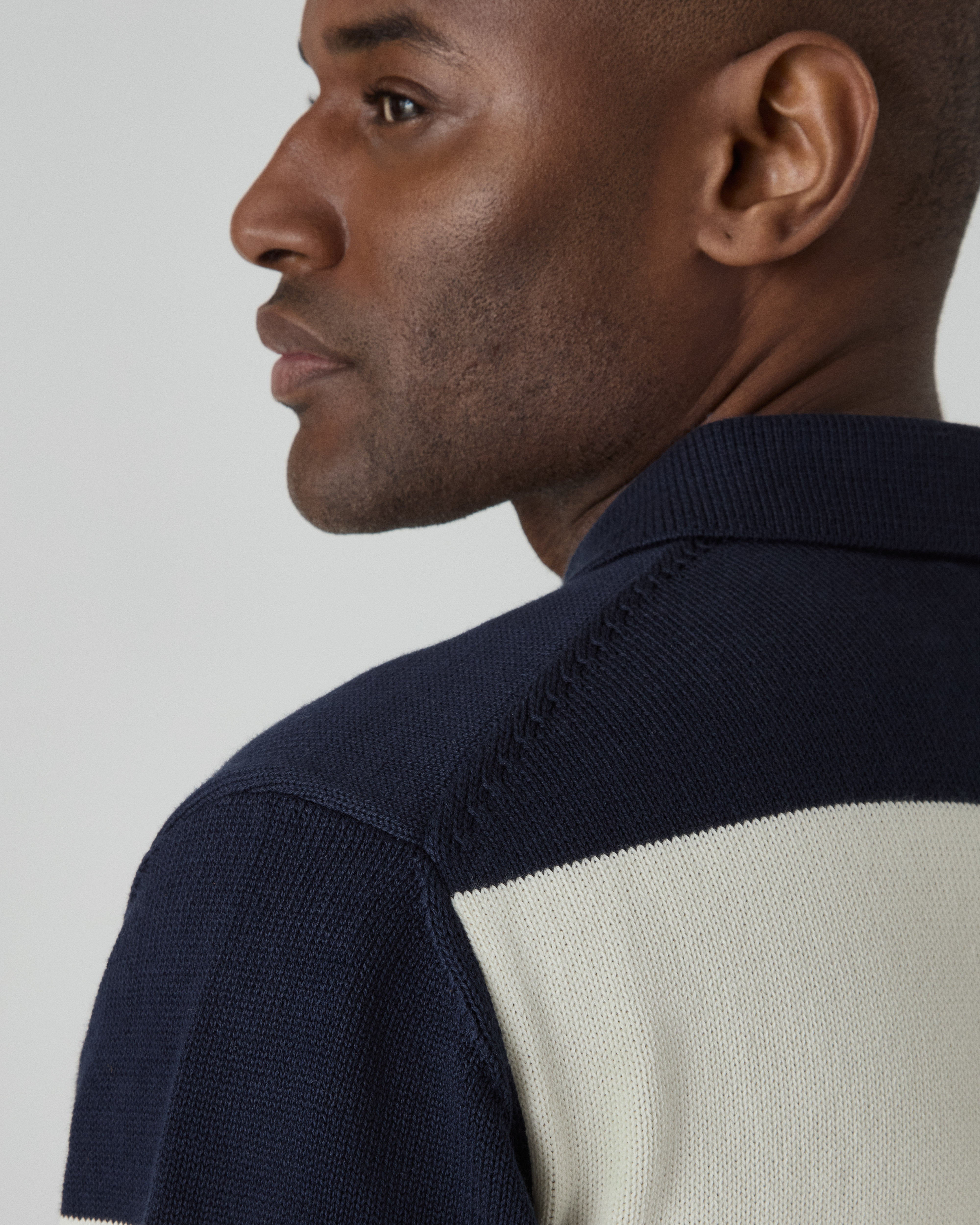 Bror Knitted Polo - Ivory/Navy – Berg & Berg