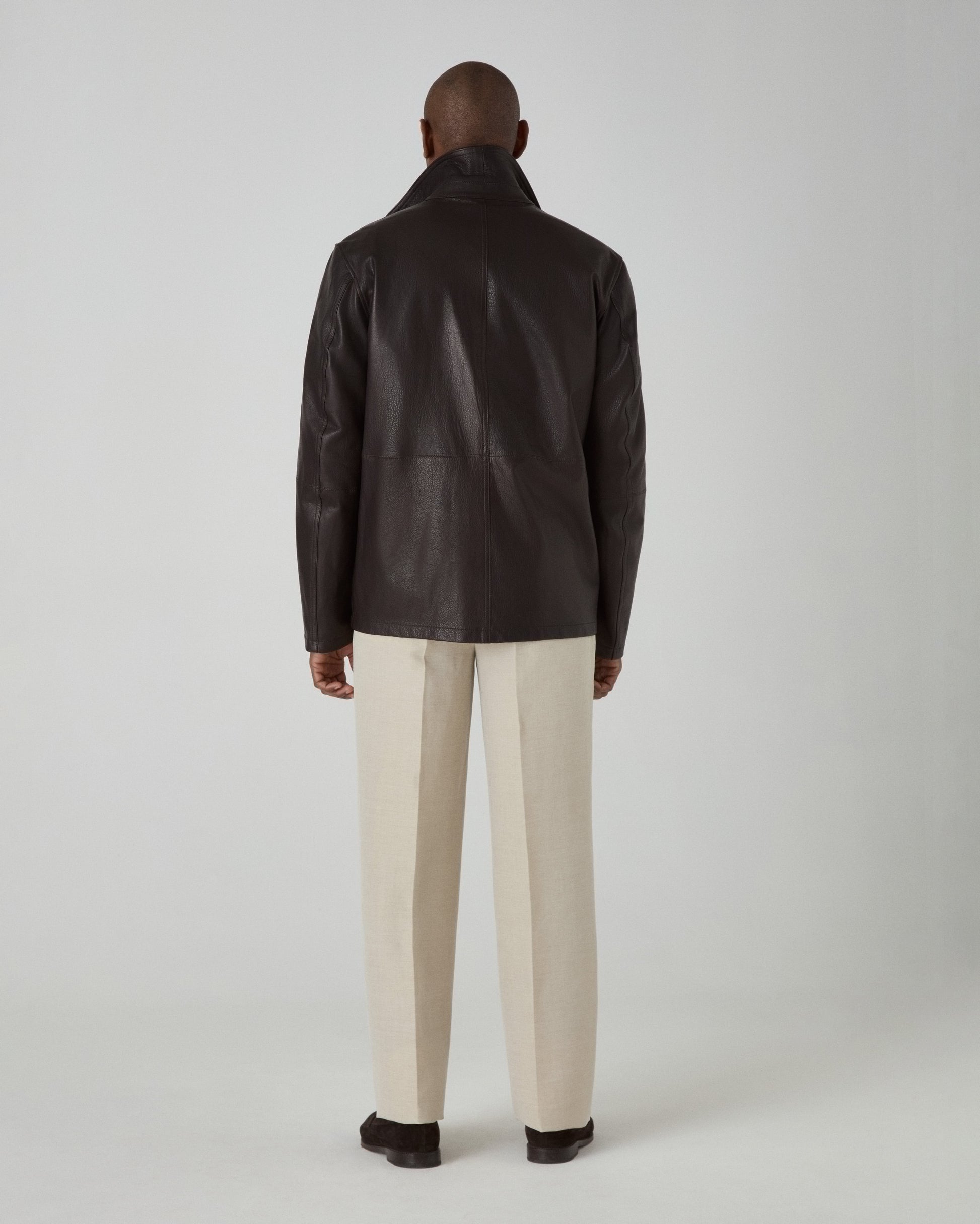Noel Tumbled Leather Jacket - Dark Brown Berg & Berg