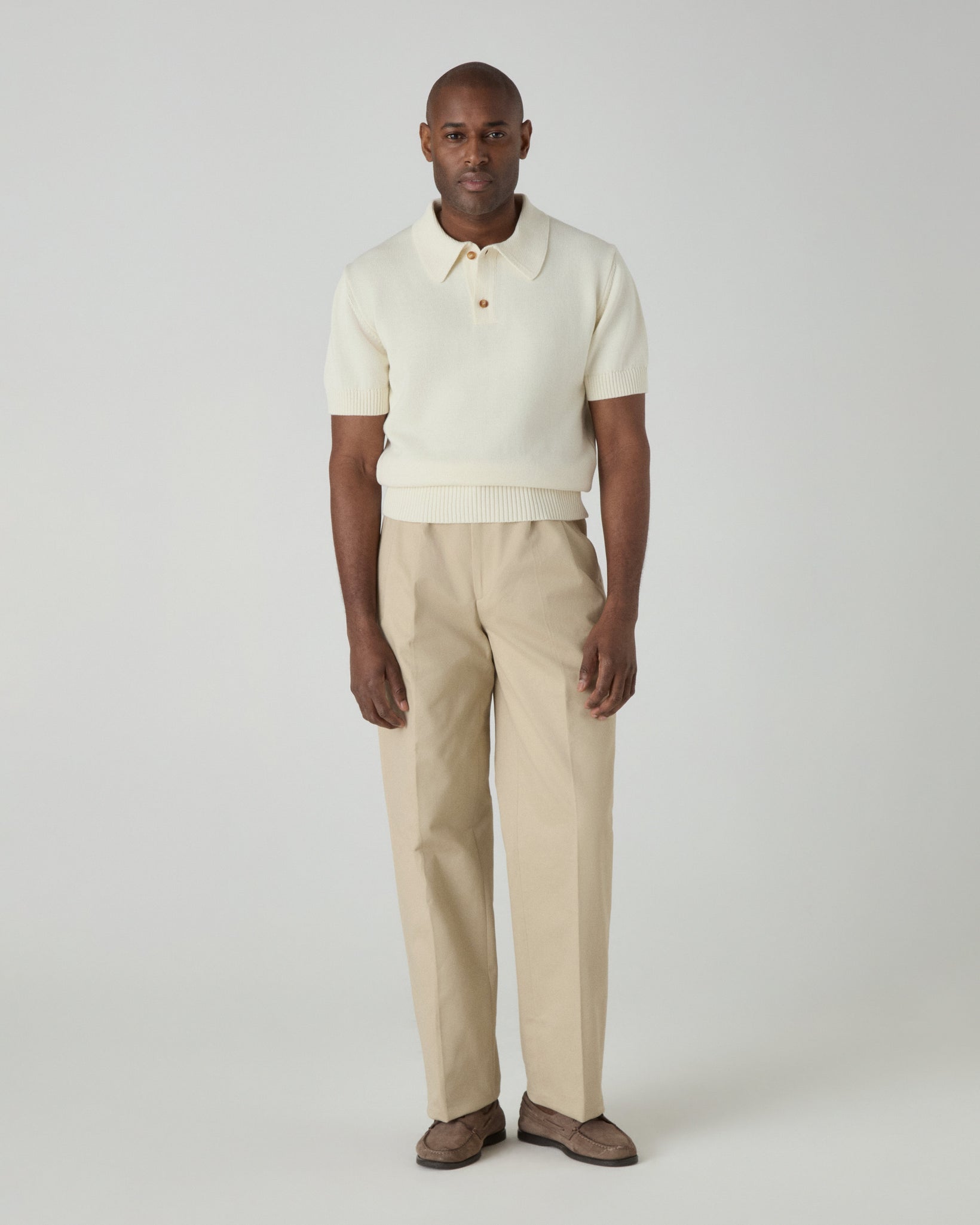 Bror Knitted Polo - Ivory | Berg & Berg