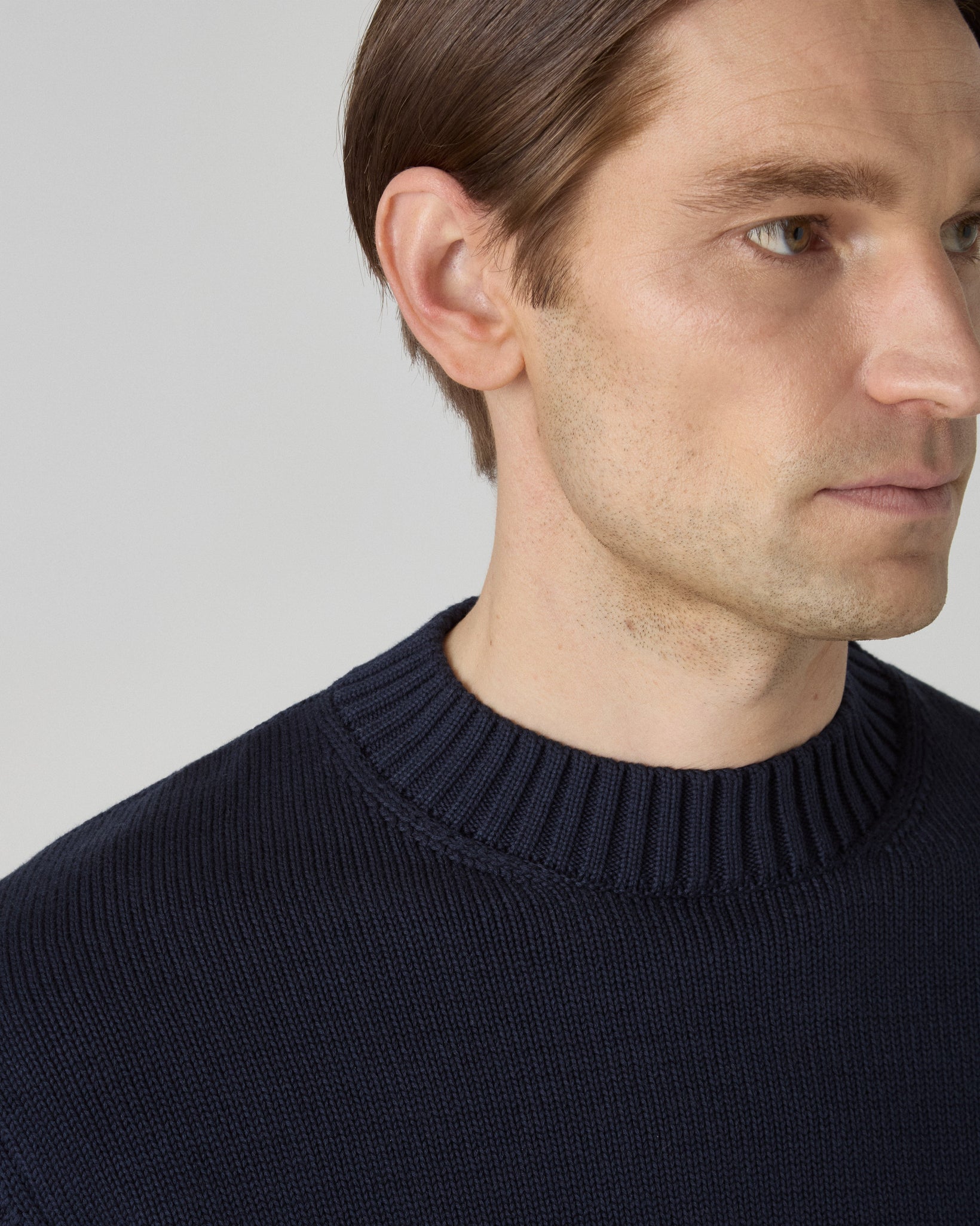 Ben Cotton Crew Neck - Navy | Berg & Berg