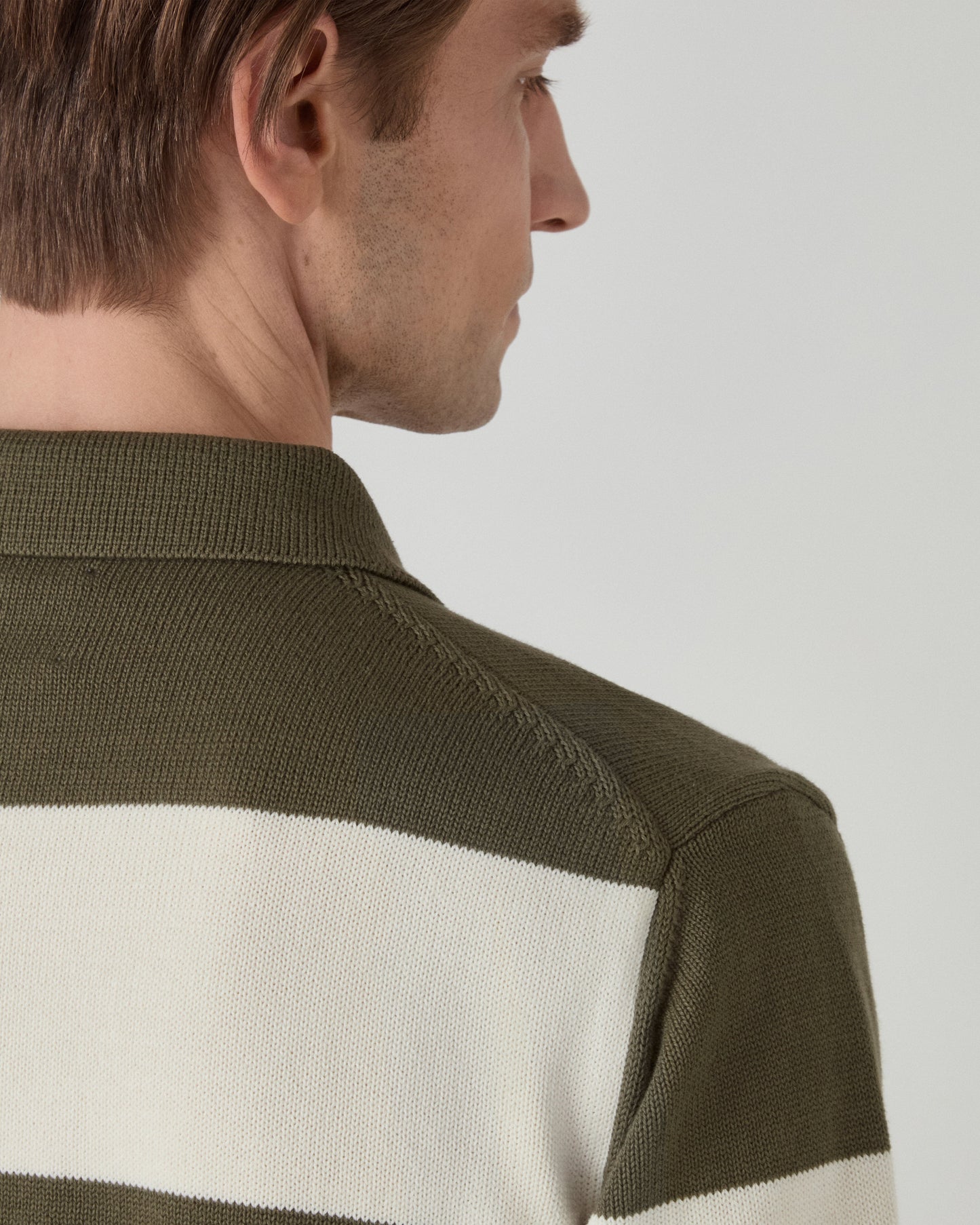 Bror Knitted Polo - Ivory/Olive Berg & Berg