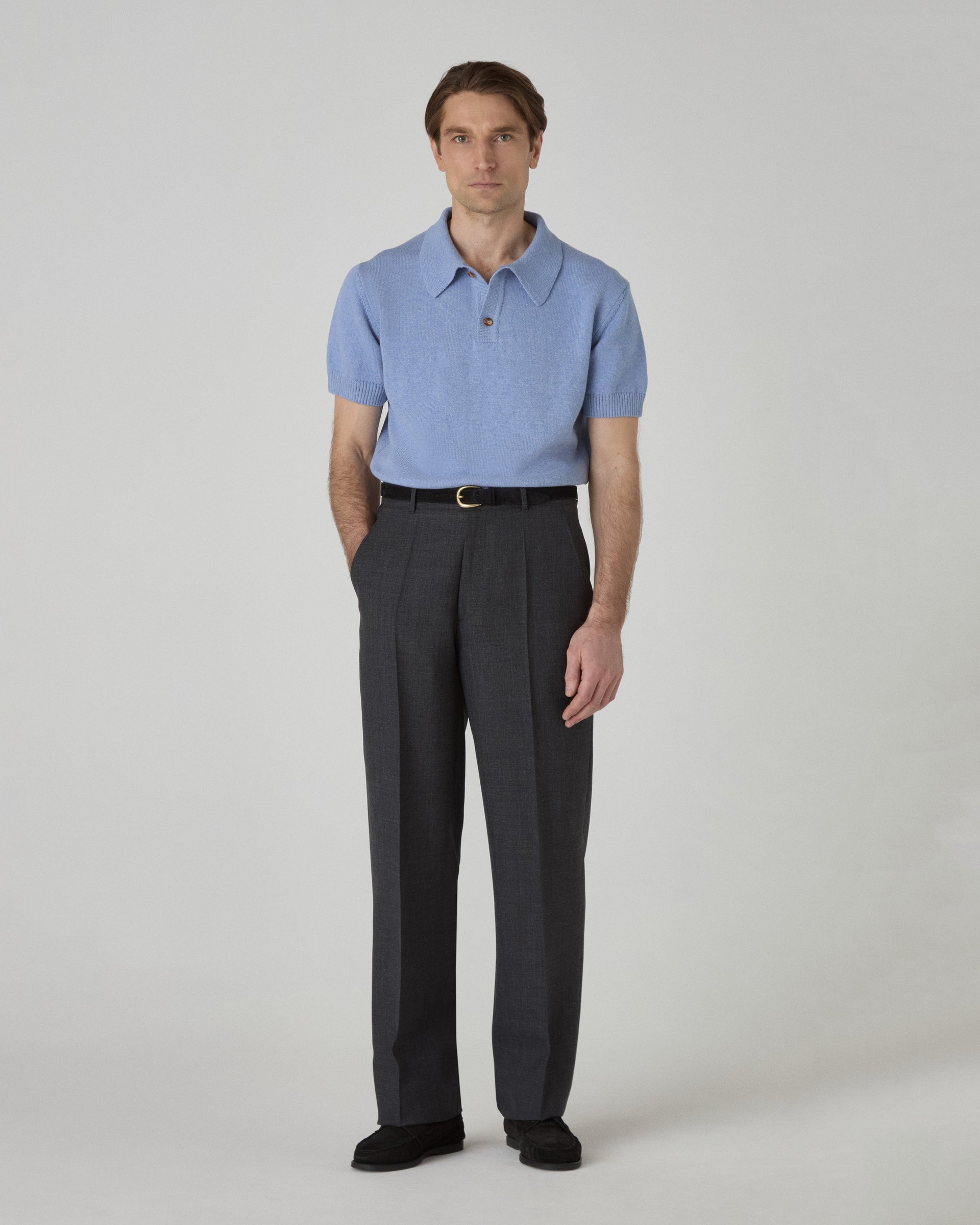 Bror Knitted Polo - Powder Blue Berg & Berg