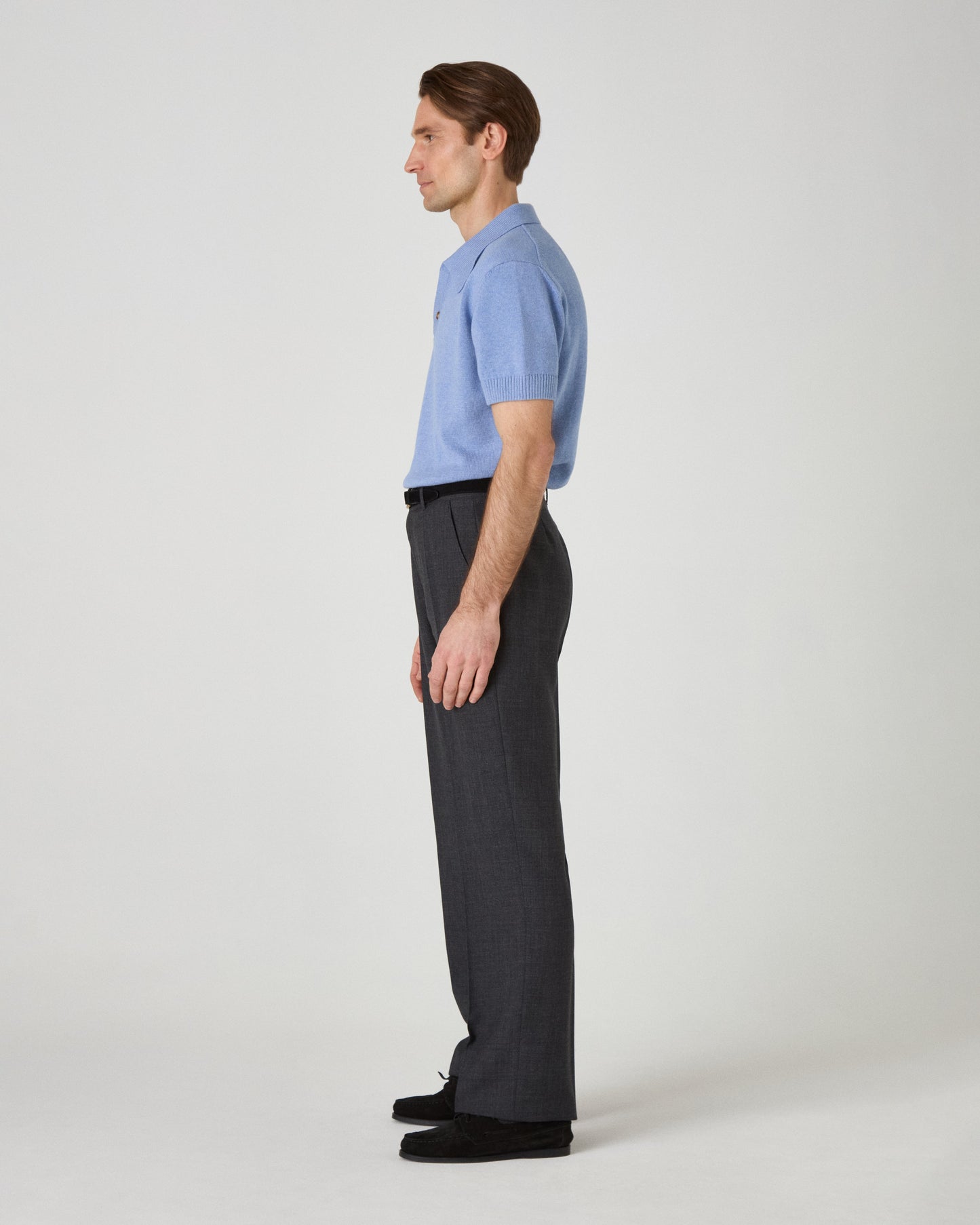 Alfredo High Twist Wool Trousers - Mid Grey Berg & Berg