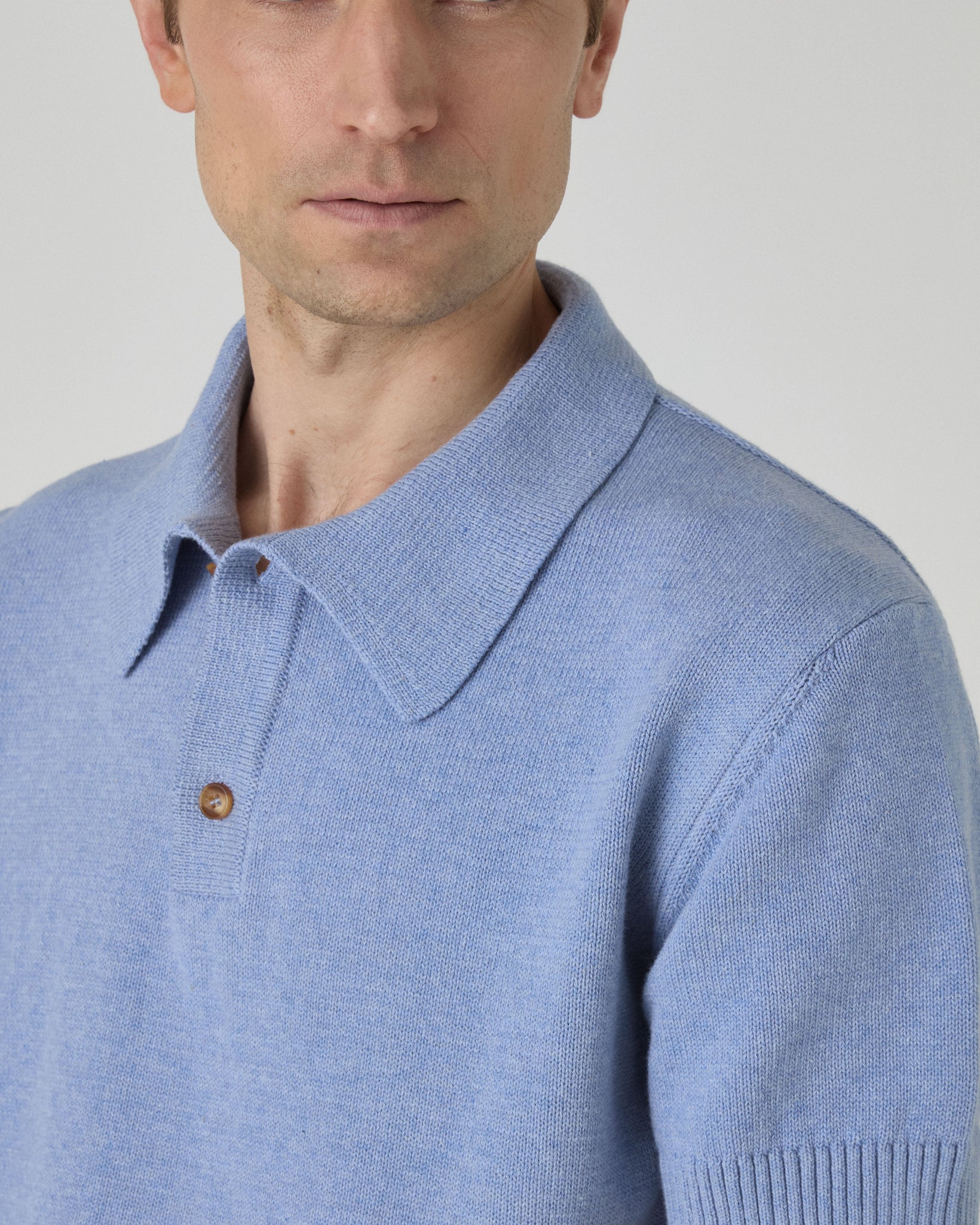 Bror Knitted Polo - Powder Blue Berg & Berg